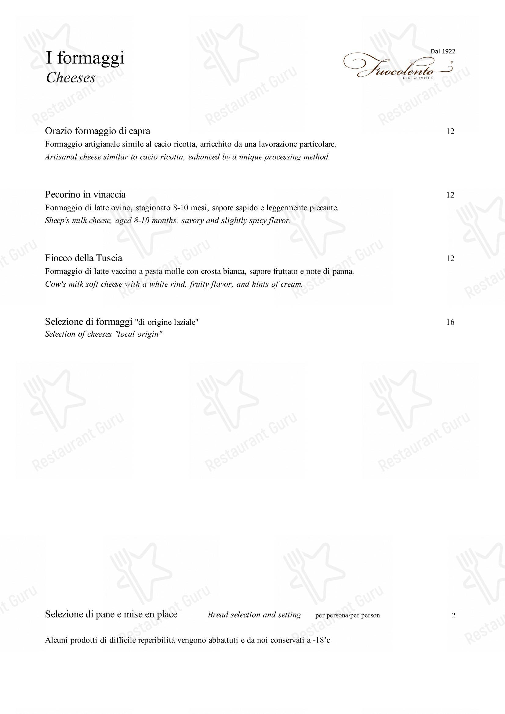 Menu per Fuocolento in Roma