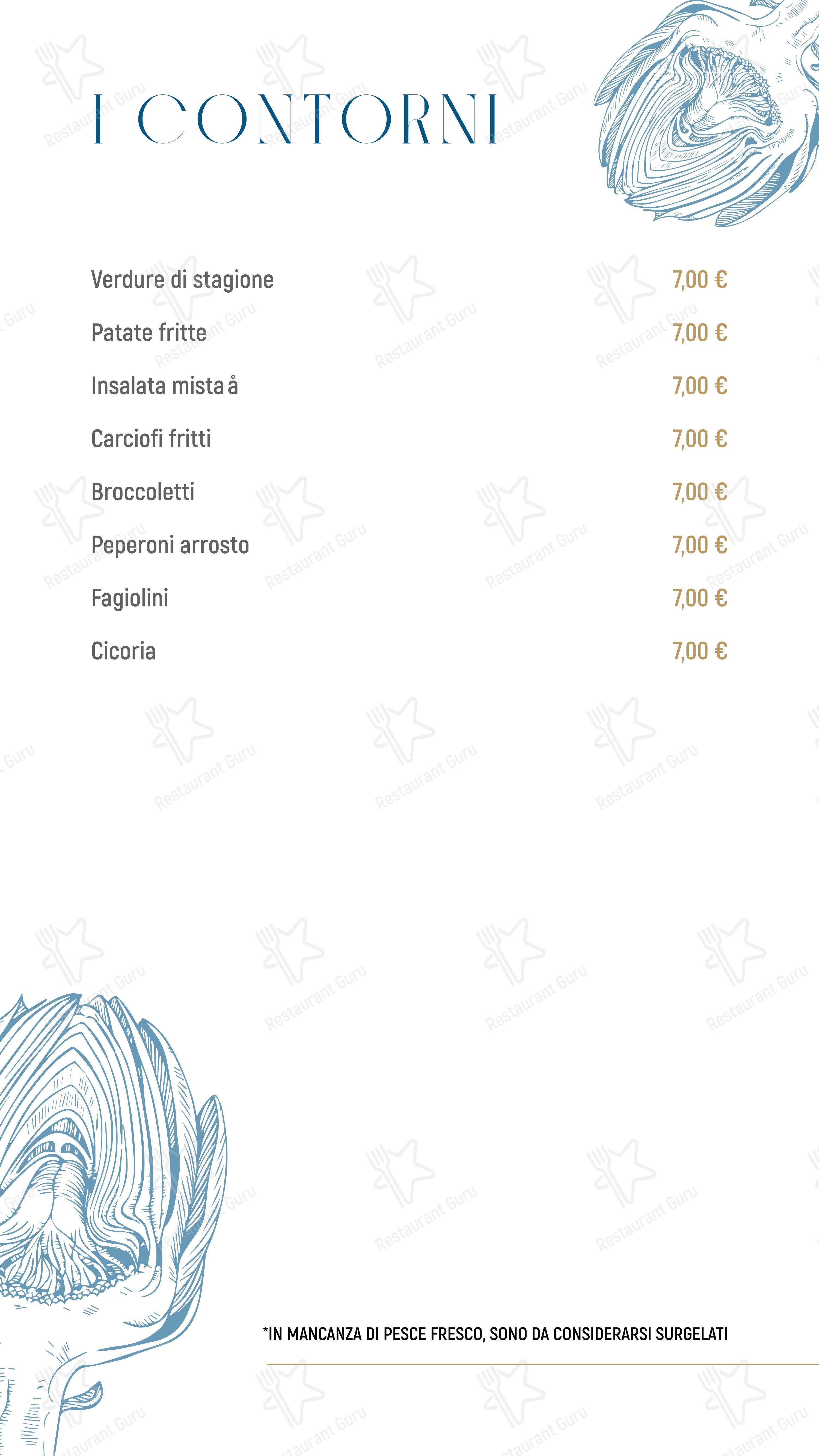 Ristorante Gina in Fregene - Menu bar