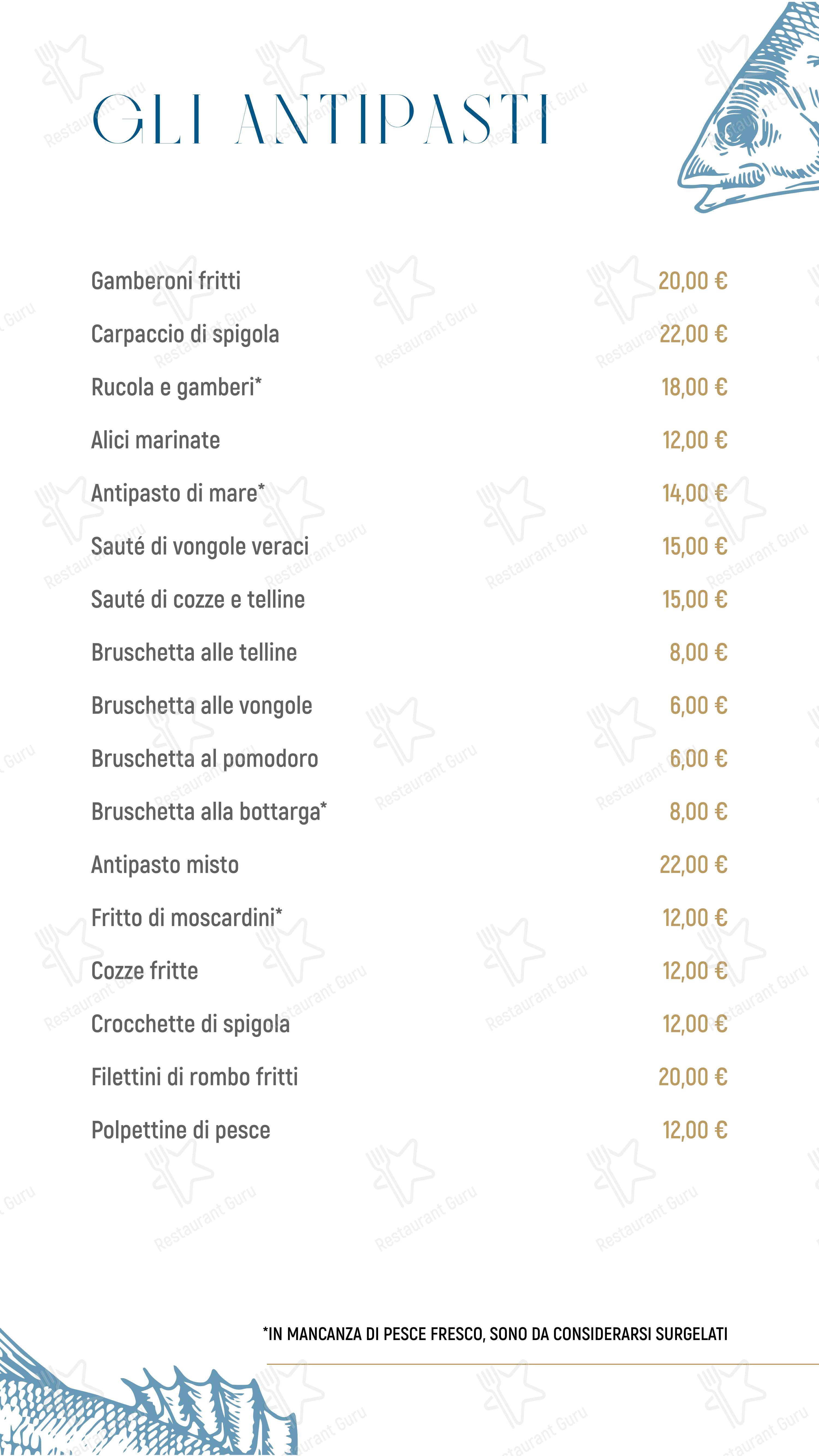 Menu bar per Ristorante Gina in Fregene