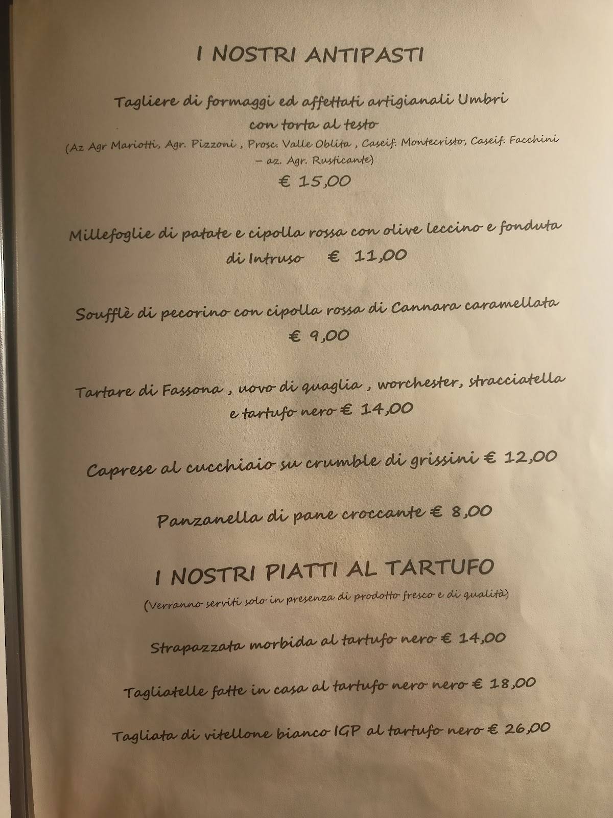 Menu di Ristorante IL CANTINONE Perugia Centro 