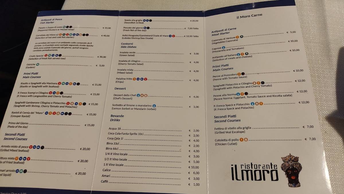 Menu di Ristorante Il Moro Portopalo 