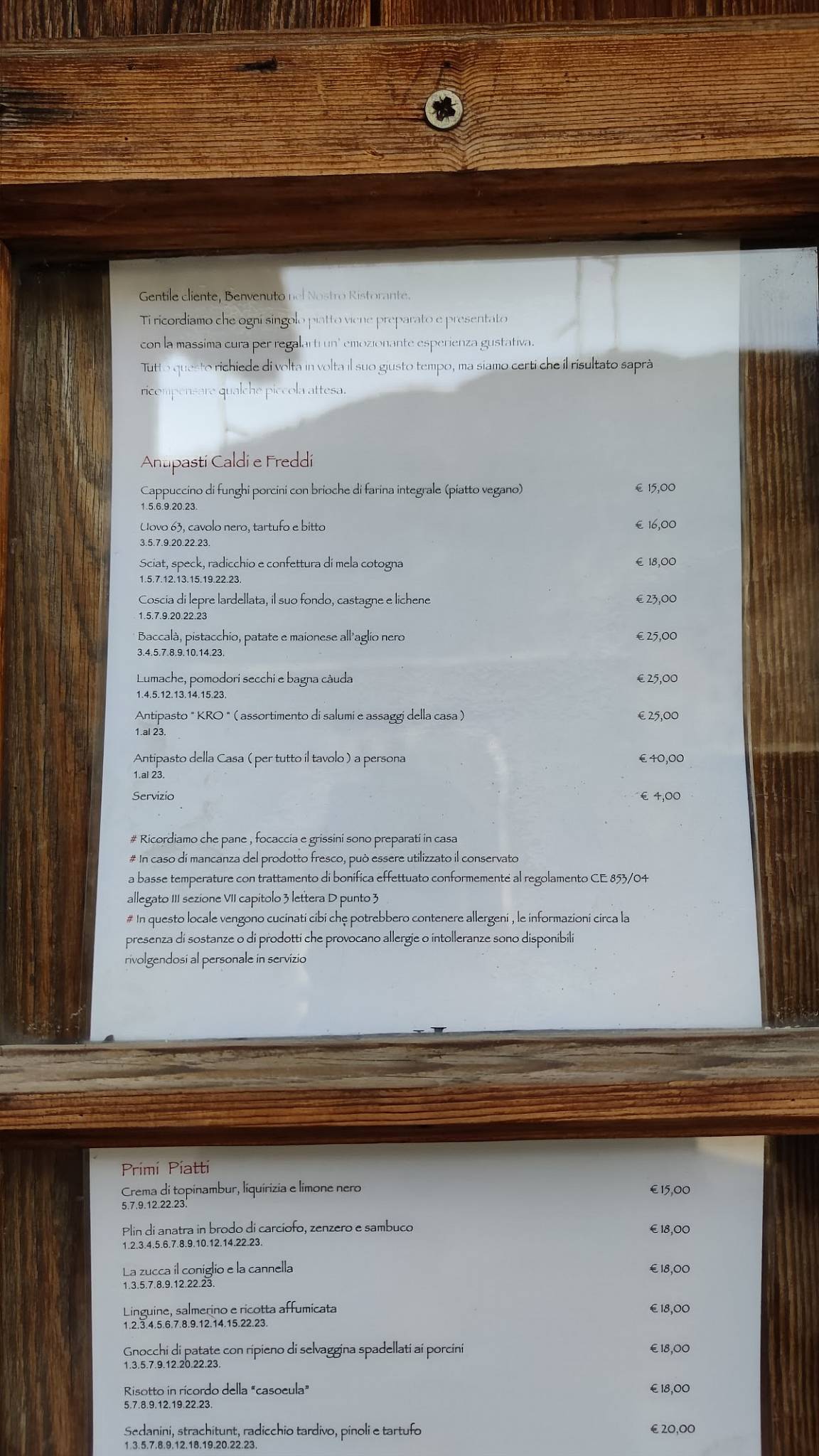 Menu di Ristorante Kro 