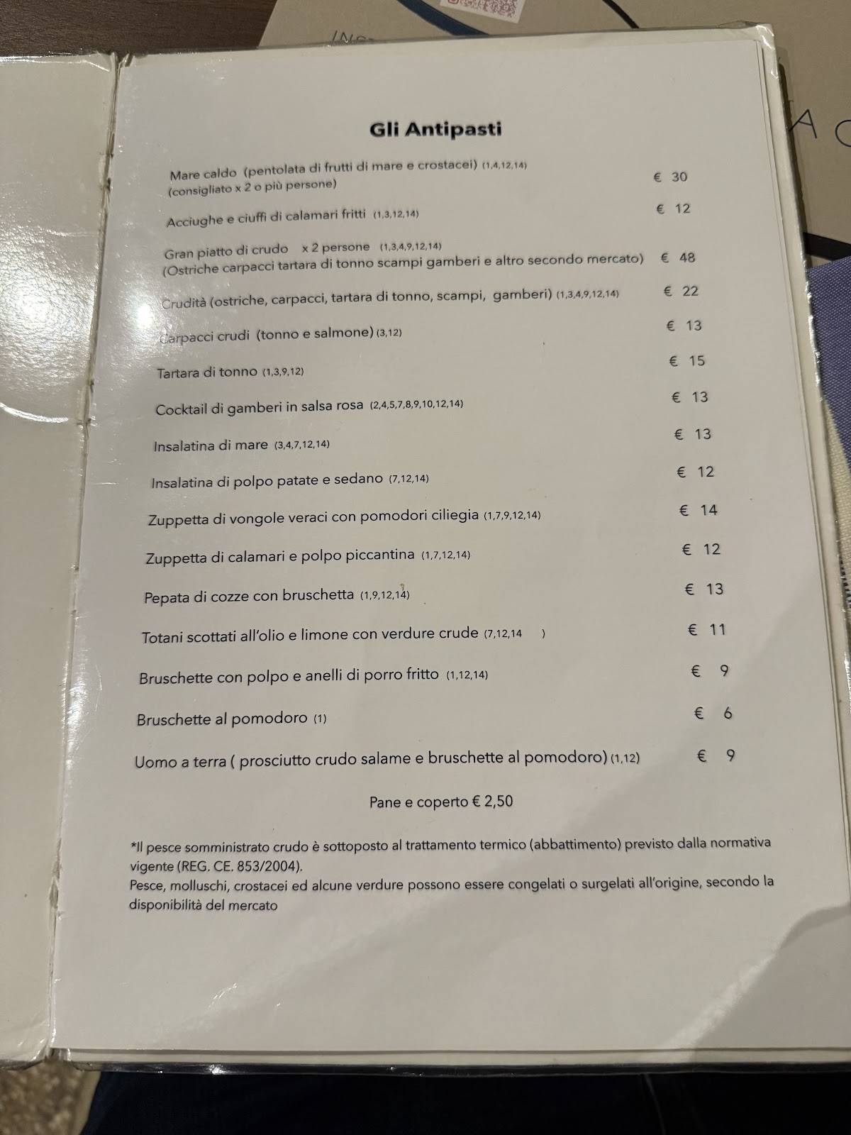 Menu di Ristorante L'Acqua Cheta 