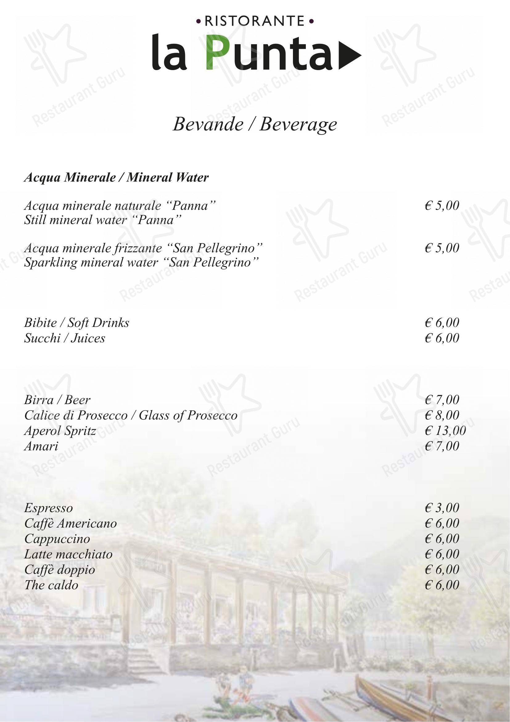 Menu di Ristorante La Punta - Коктейльная карта