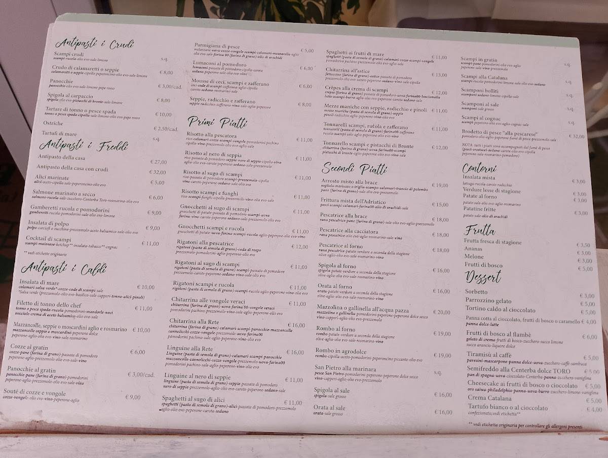 Menu di Ristorante La Rete 