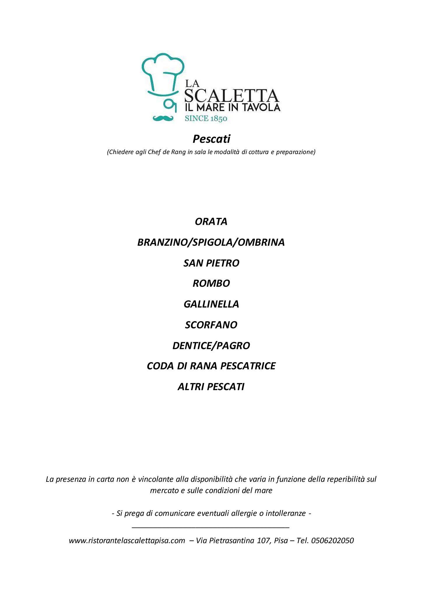 Menu di Ristorante La Scaletta 