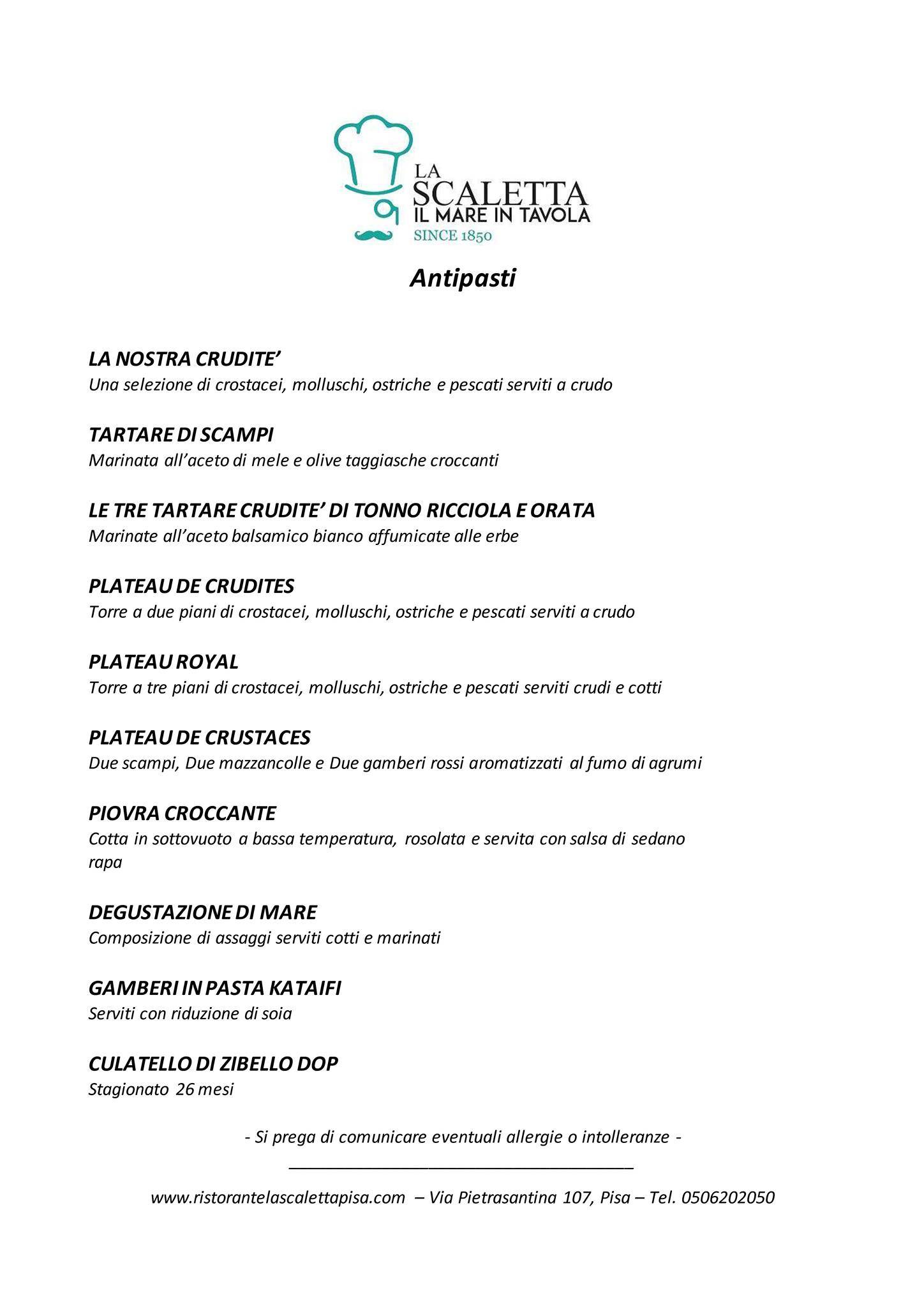 Menu di Ristorante La Scaletta 