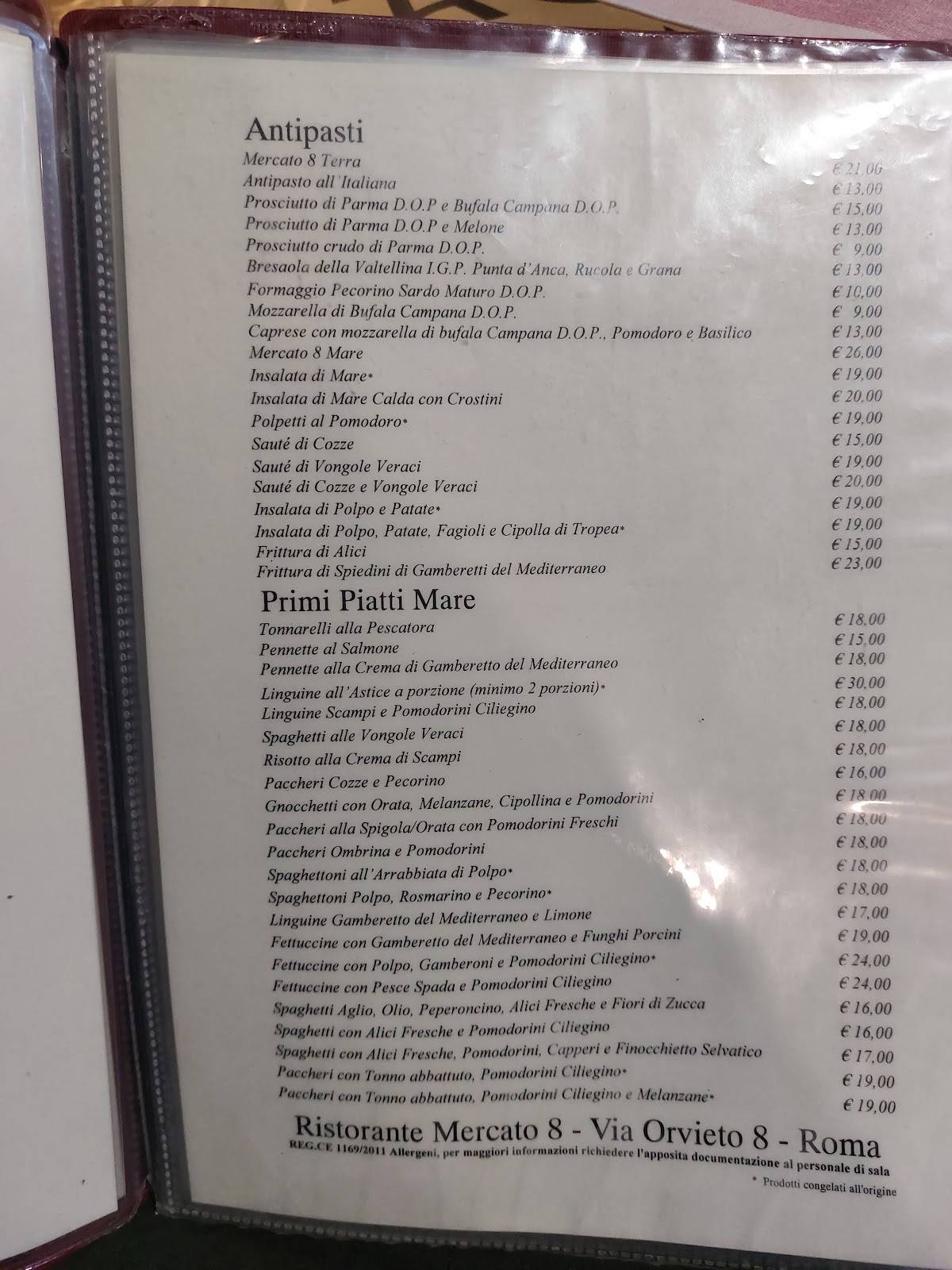 Menu di Ristorante Mercato 8 