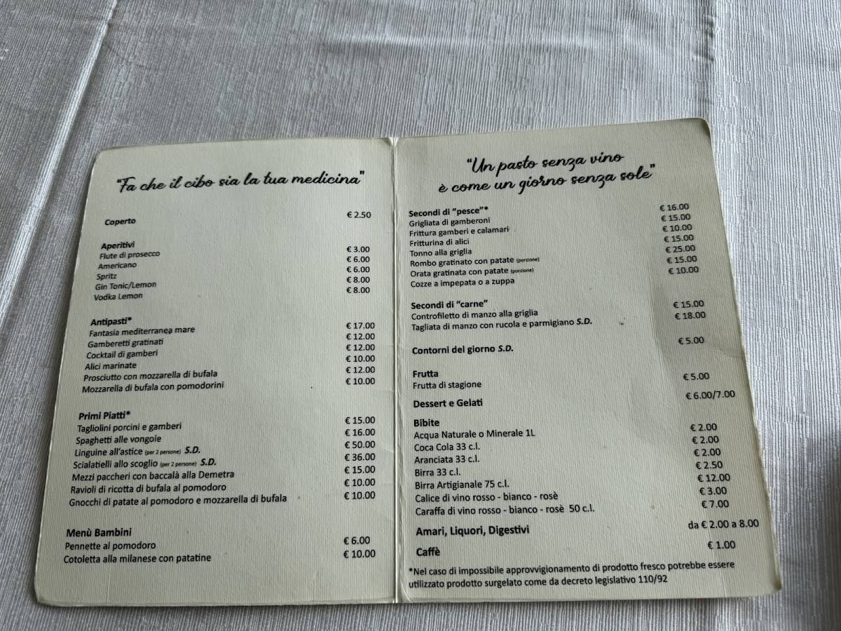 Menu de Ristorante Osteria Demetra