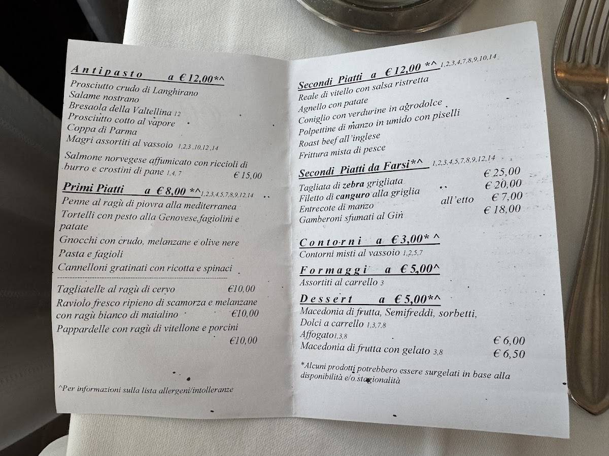 Menu di Piatto D'Oro 