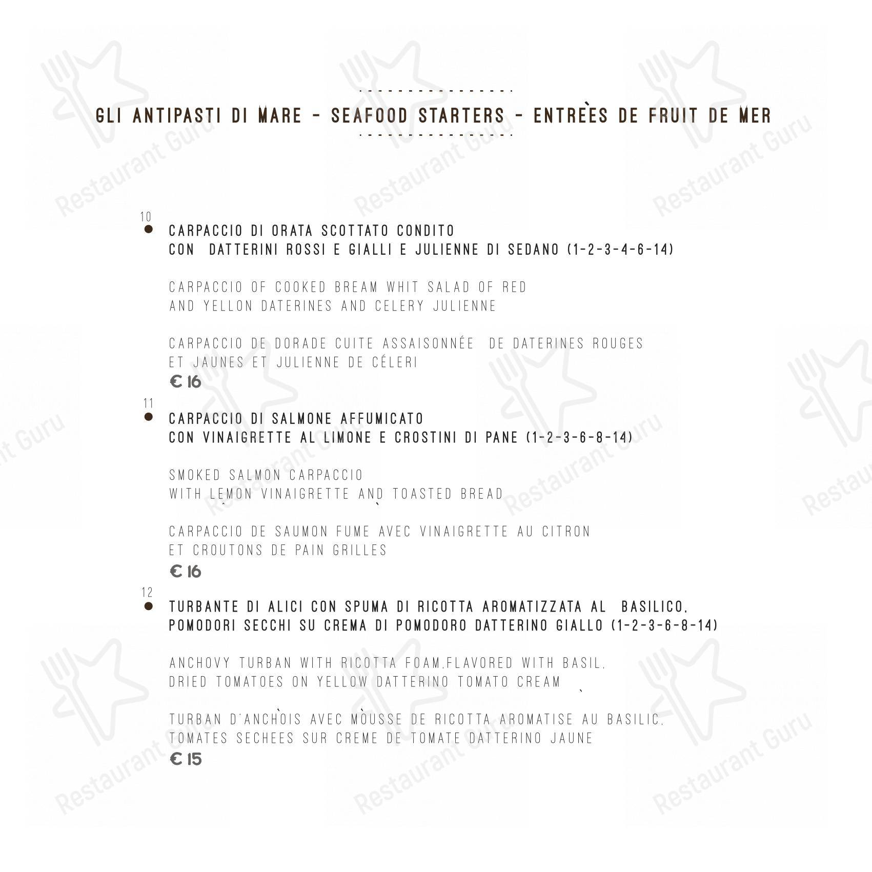 Menu bar per Ristorante Piazza Palmieri in Monopoli