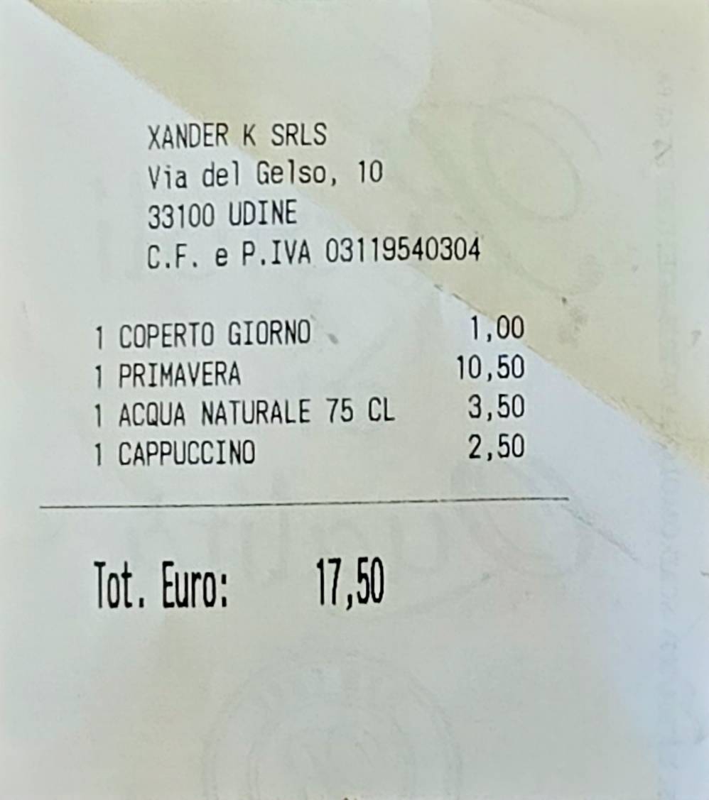 Menu di Ristorante Pizzeria Al Gelso Udine 