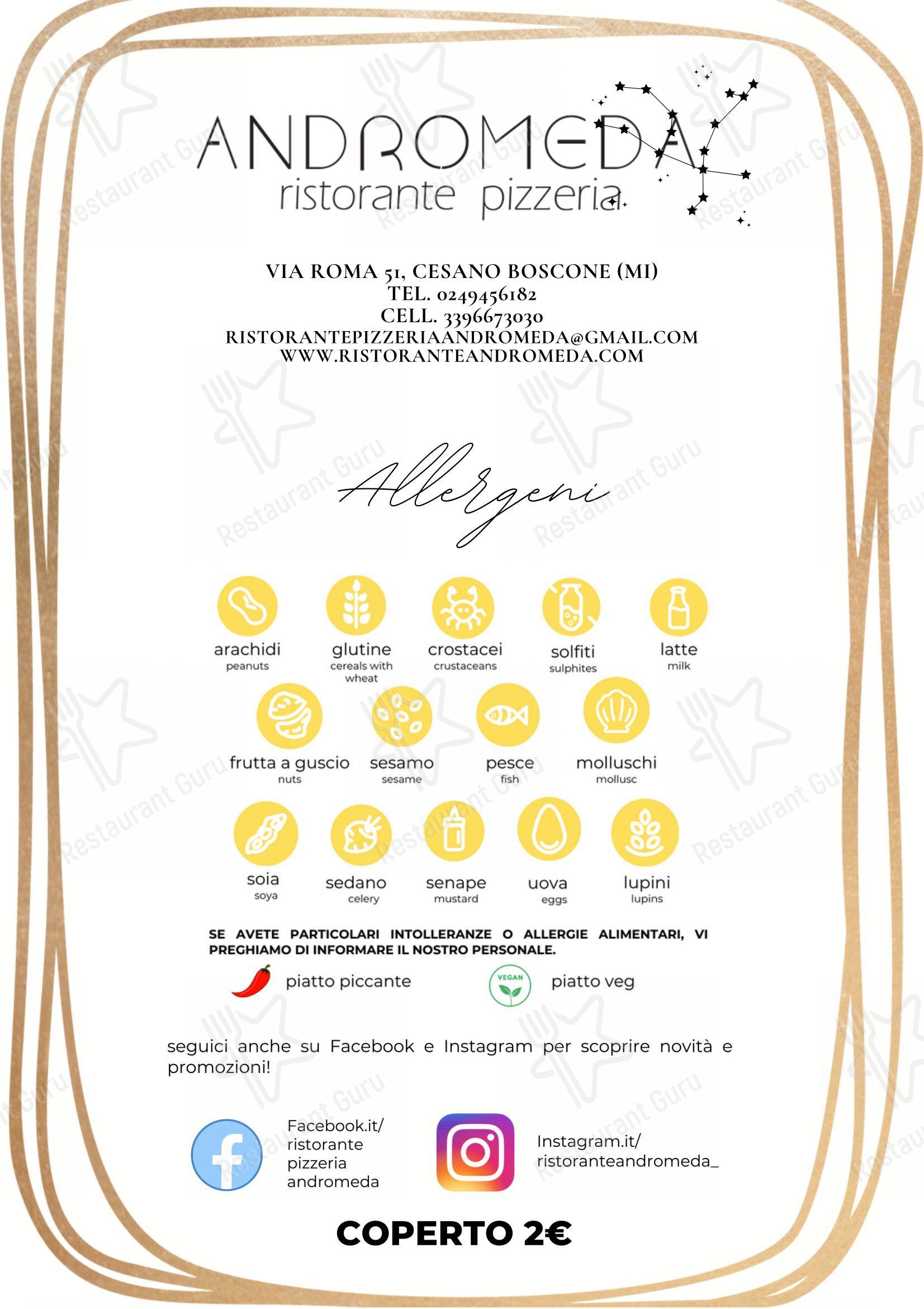 Menu per Ristorante Pizzeria Andromeda in Cesano Boscone