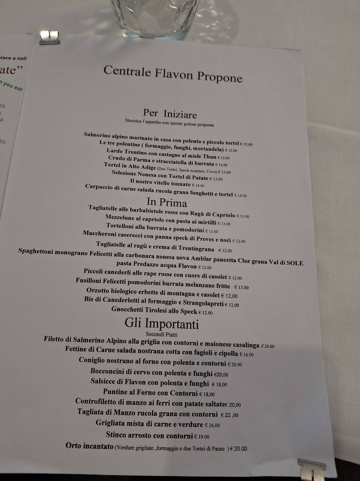 Menu di Ristorante Pizzeria Centrale 