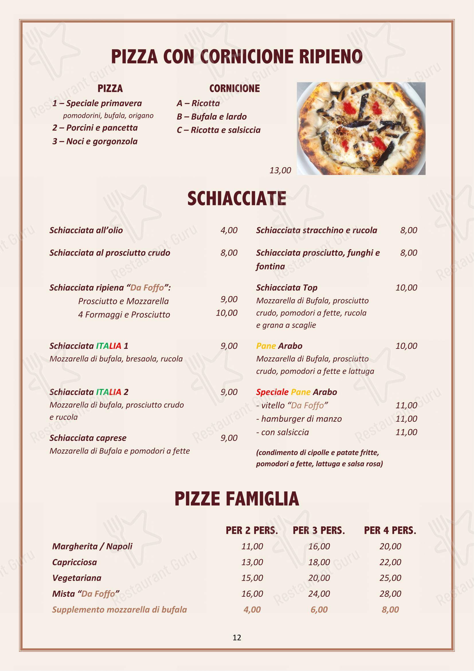 Menu per Ristorante Pizzeria Da Foffo pizzeria
