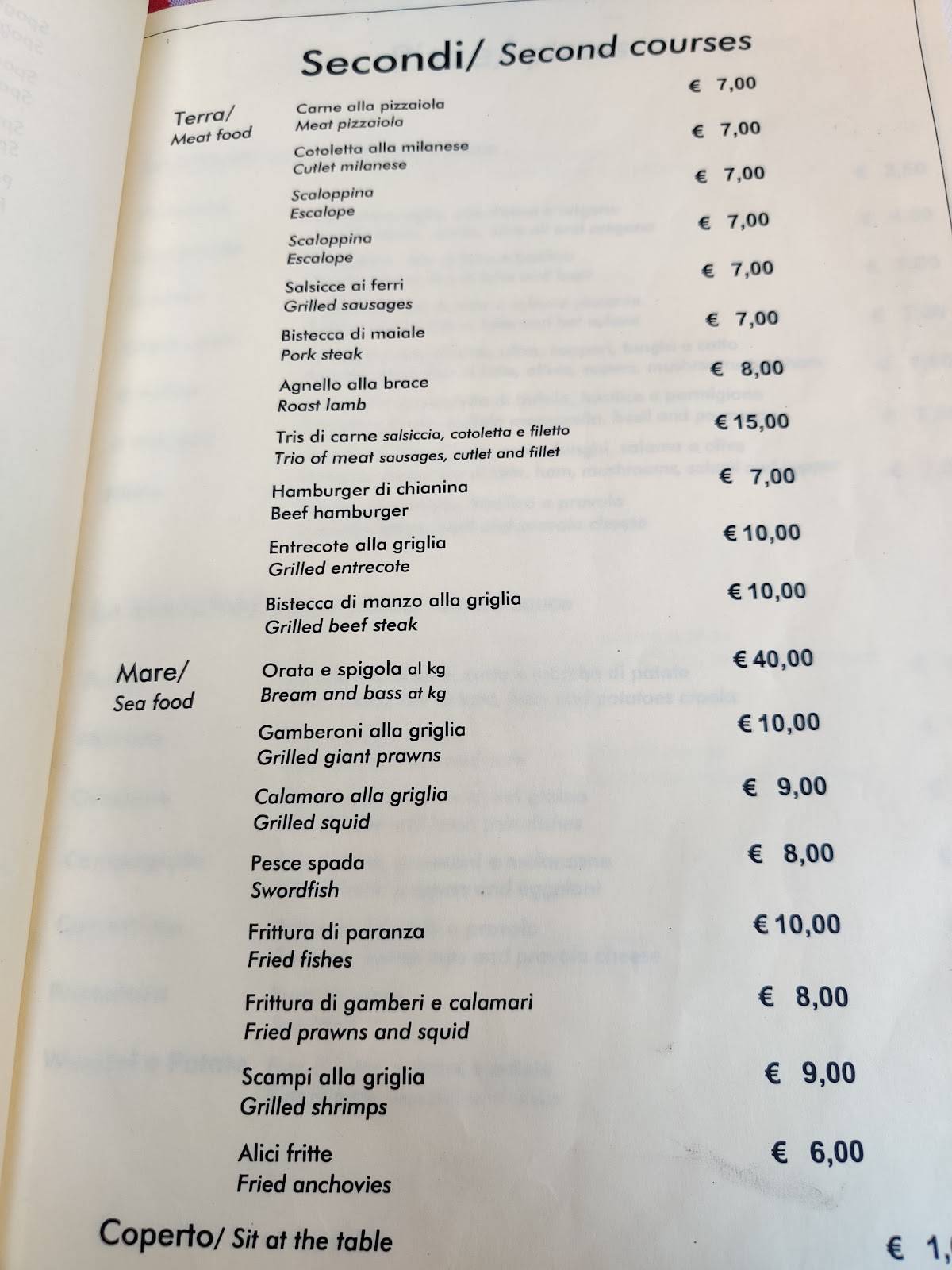 Menu di Ristorante Pizzeria Da Gigino 