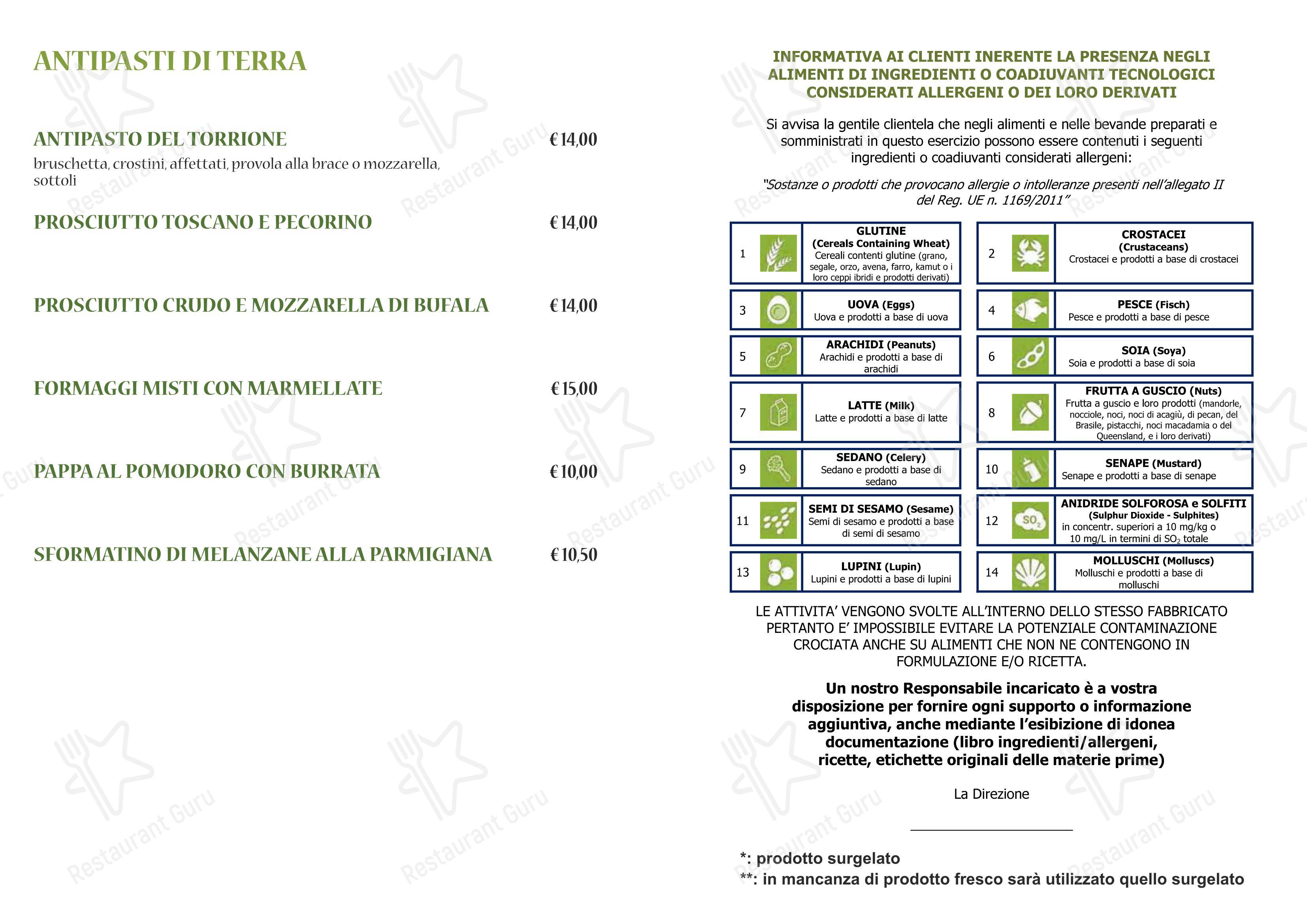 Ristorante Pizzeria Il Torrione in Colle di Val d'Elsa - Menu