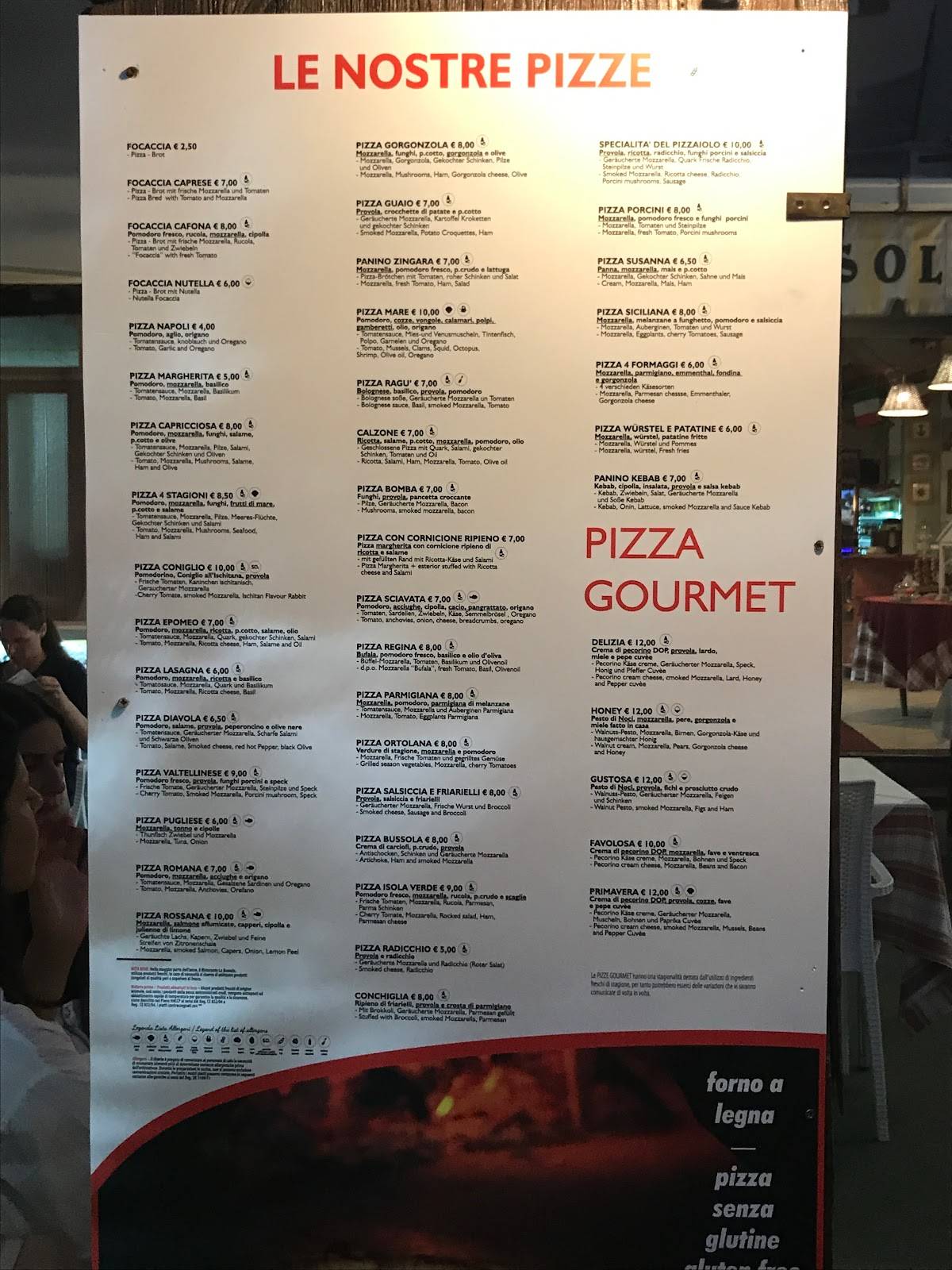 Menu di La Bussola 
