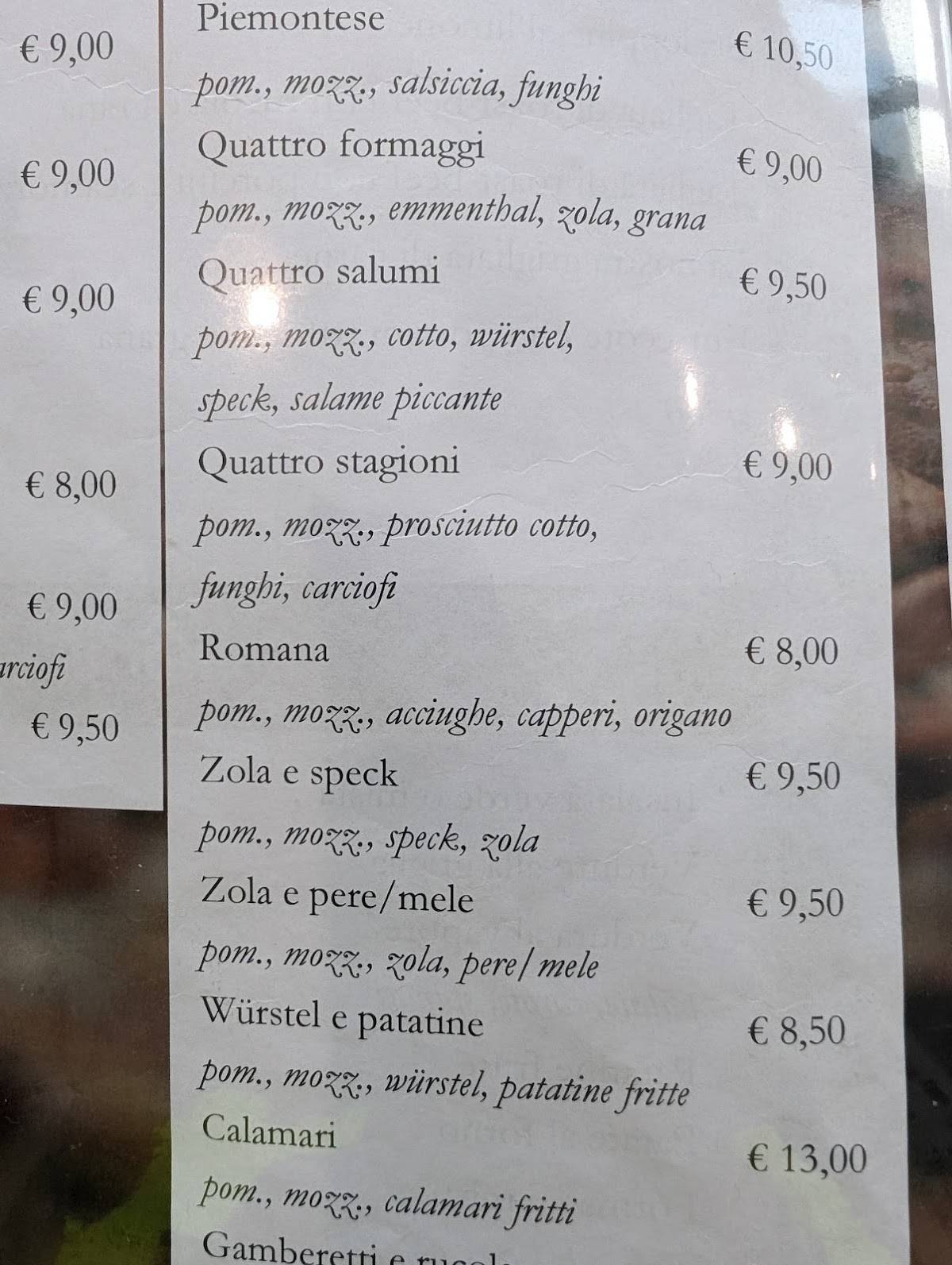 Menu di Ristorante Pizzeria La Conchiglia 
