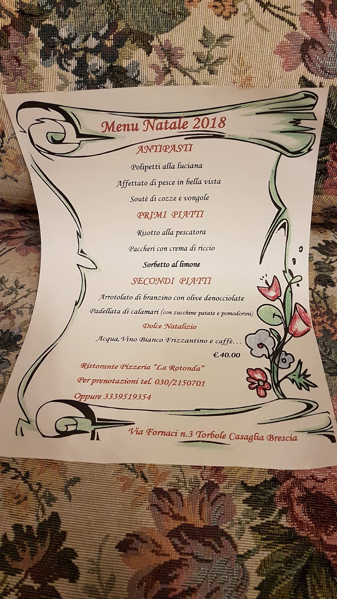 Menu di Ristorante Pizzeria "La Rotonda" di Carrano Rosa 