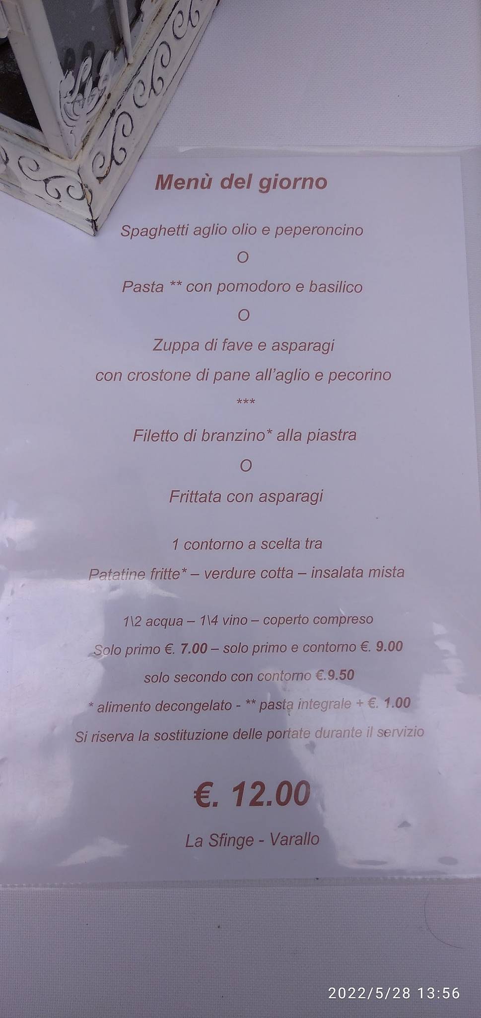 Menu di Ristorante Pizzeria La Sfinge 