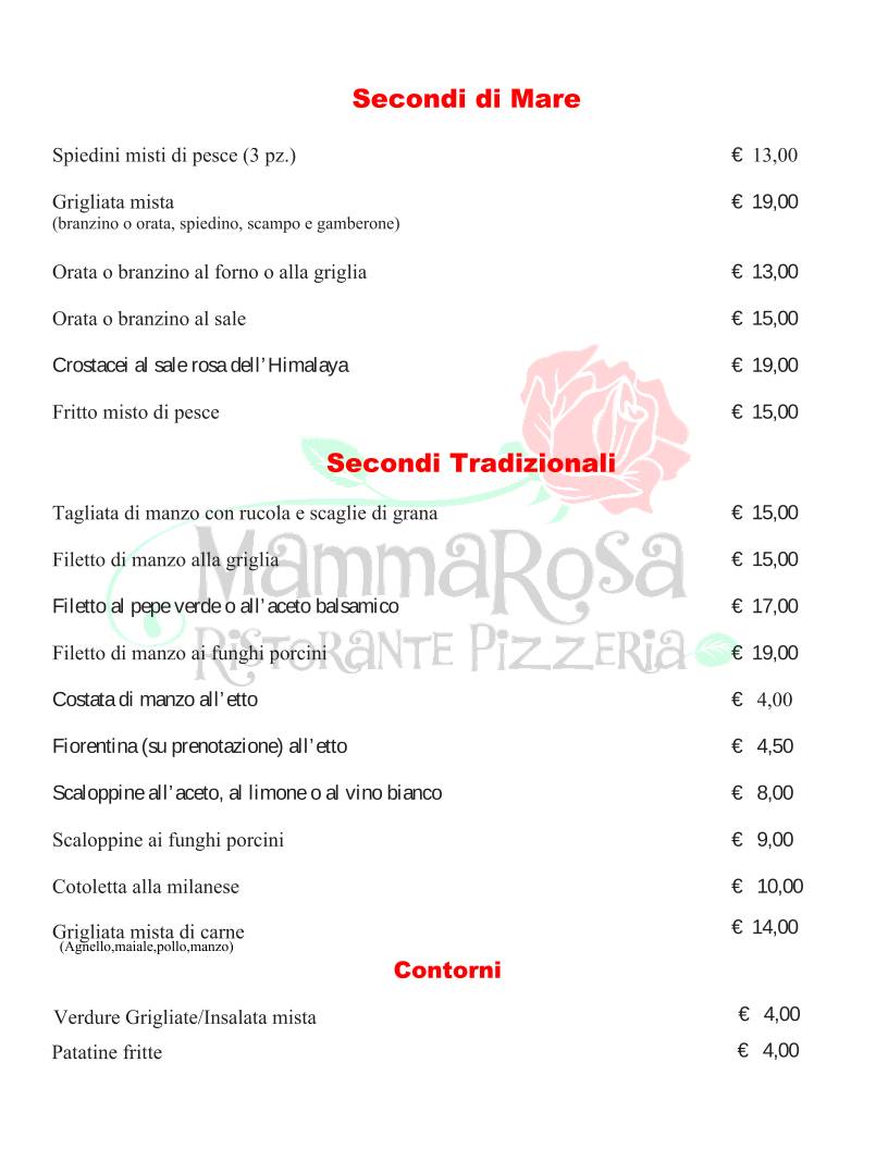 Menu di Ristorante Pizzeria Mamma Rosa 