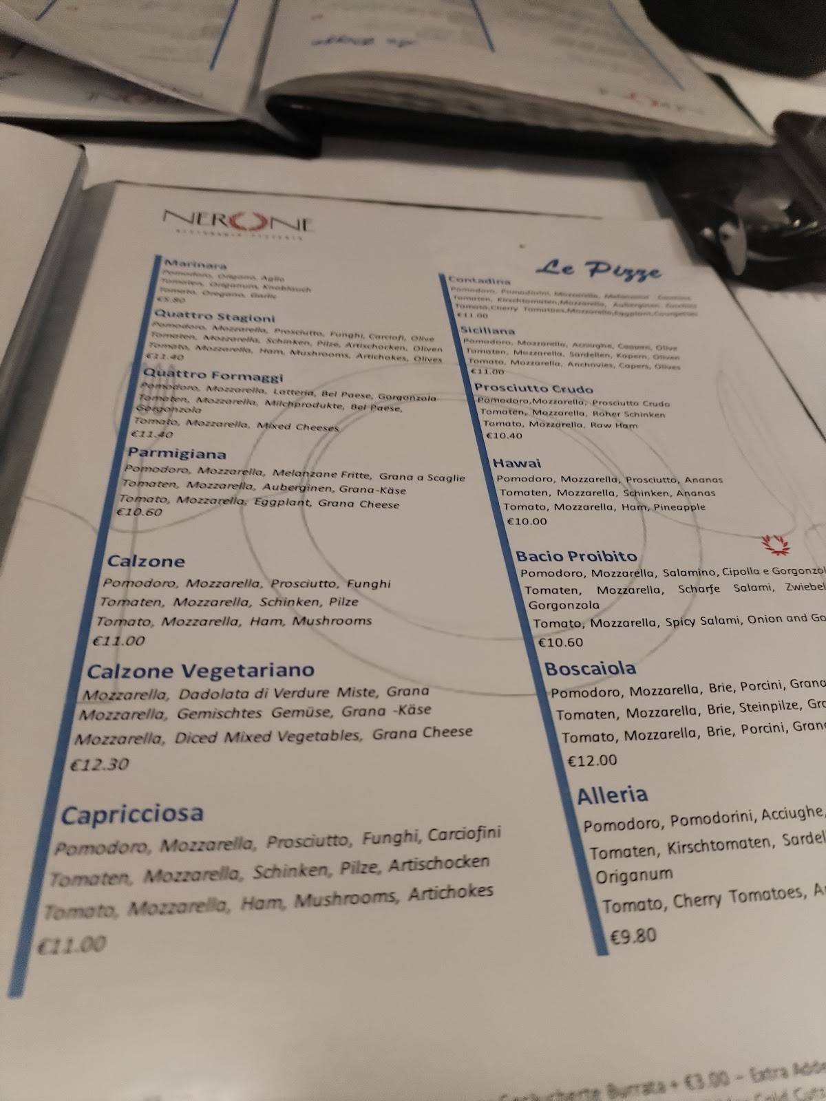 Menu di Ristorante Pizzeria Nerone 