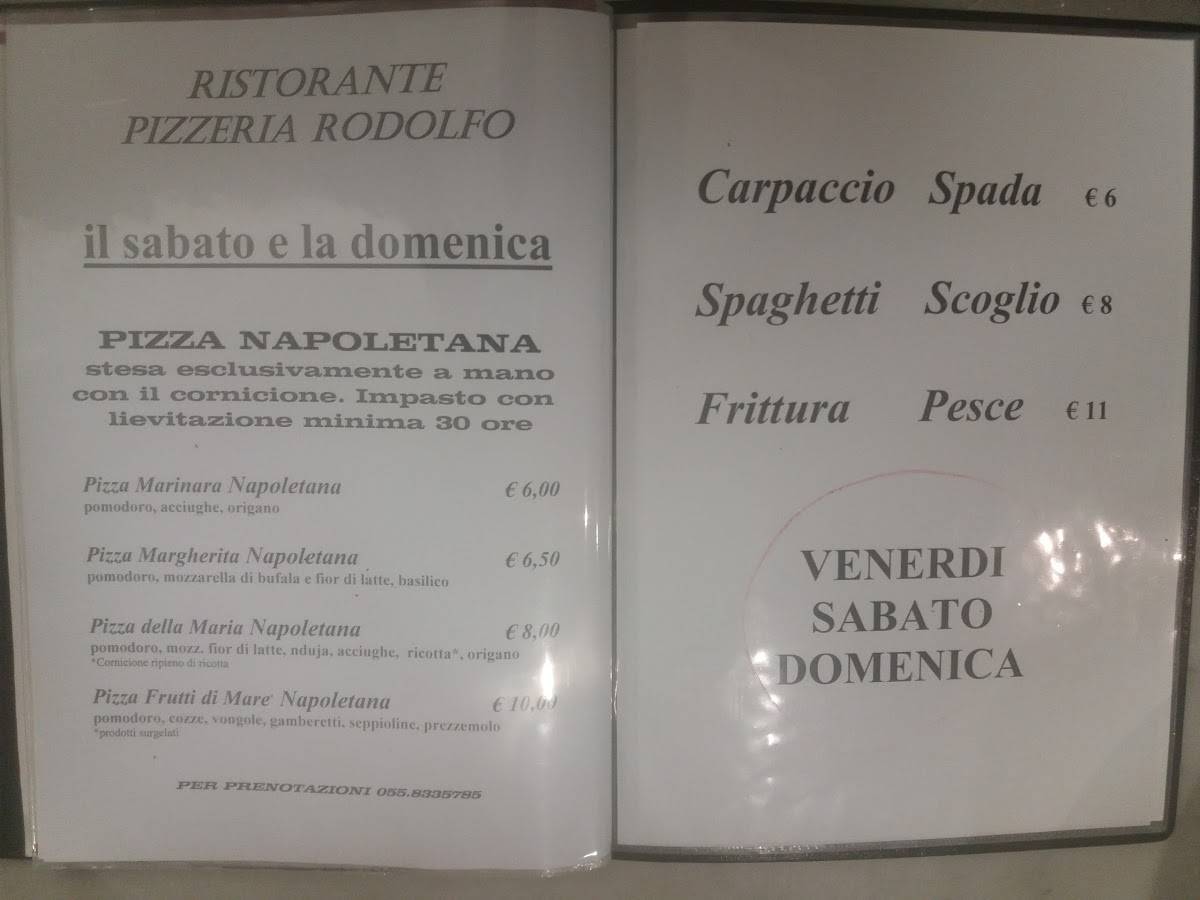 Menu di Ristorante Pizzeria Rodolfo 