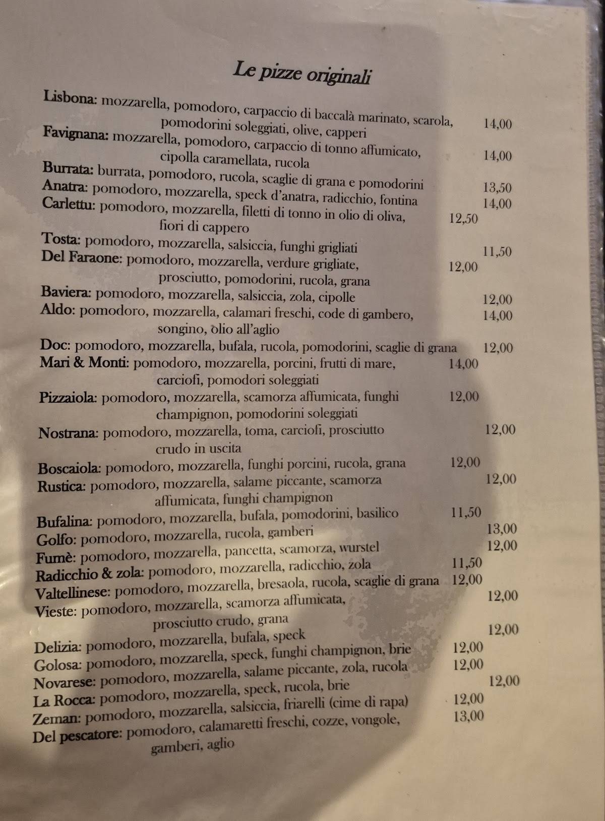 Menu di Ristorante Pizzeria da Aldo 