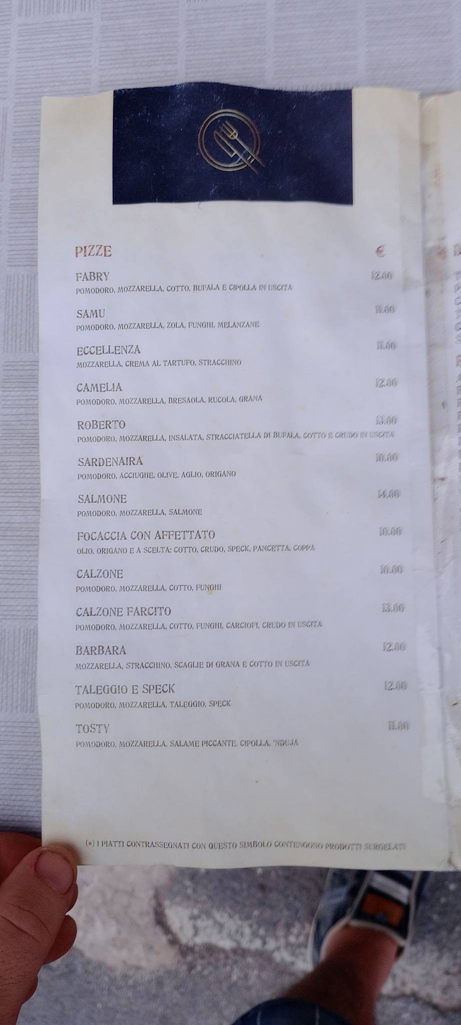 Menu di Ristorante Pizzeria da Roberto 