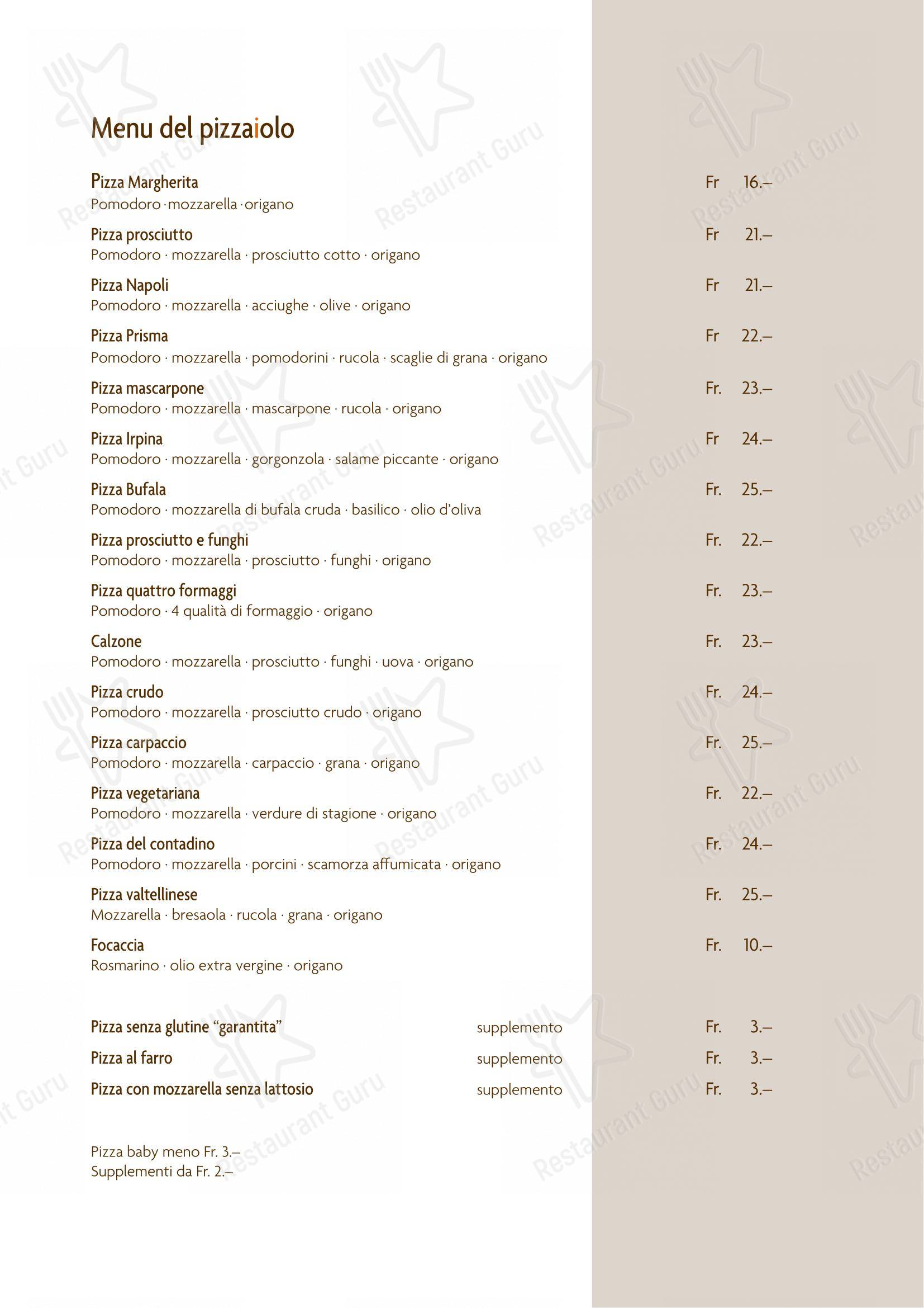 Prisma in Bellinzona - Menu