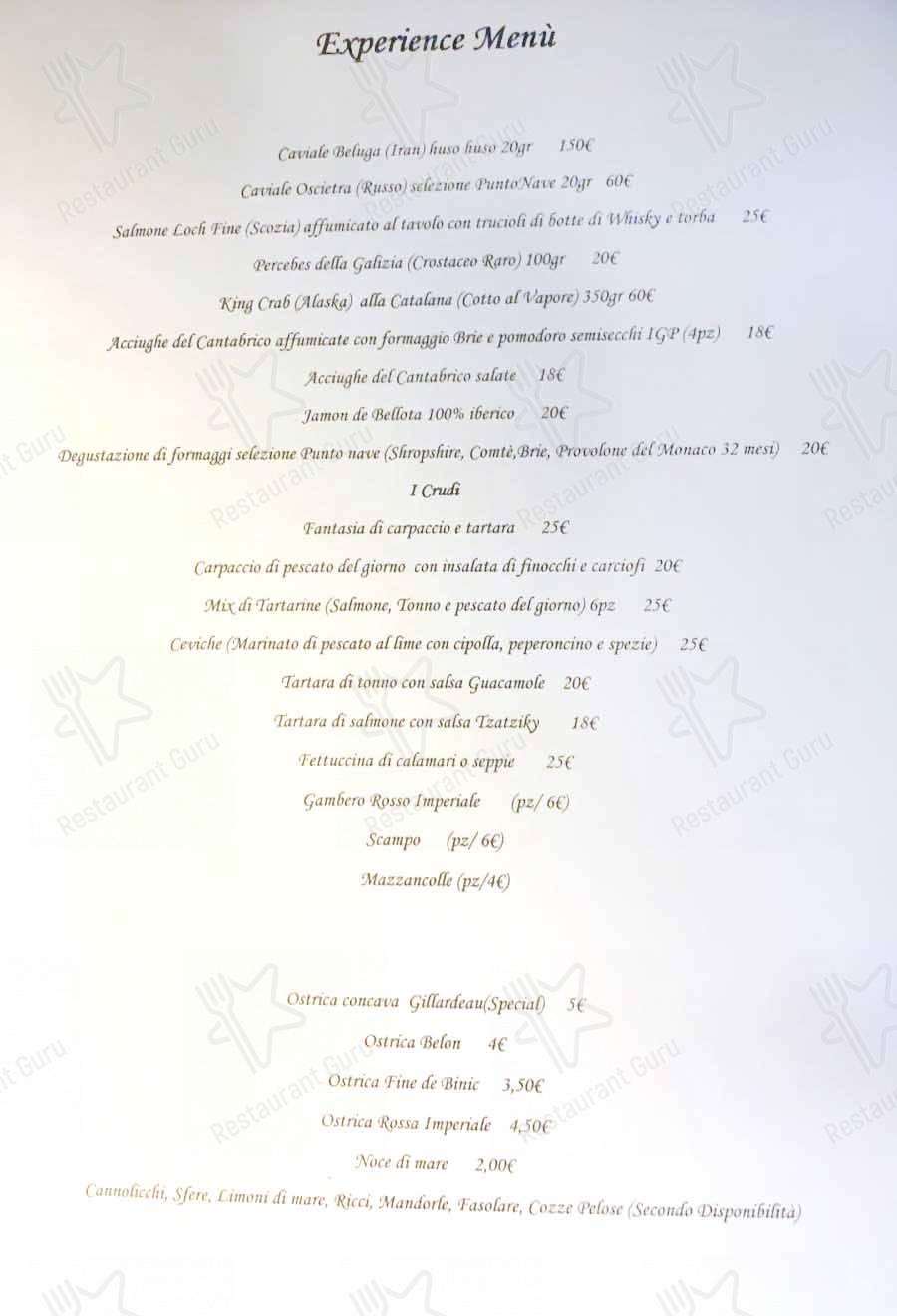 Menu per Ristorante Punto Nave ristorante