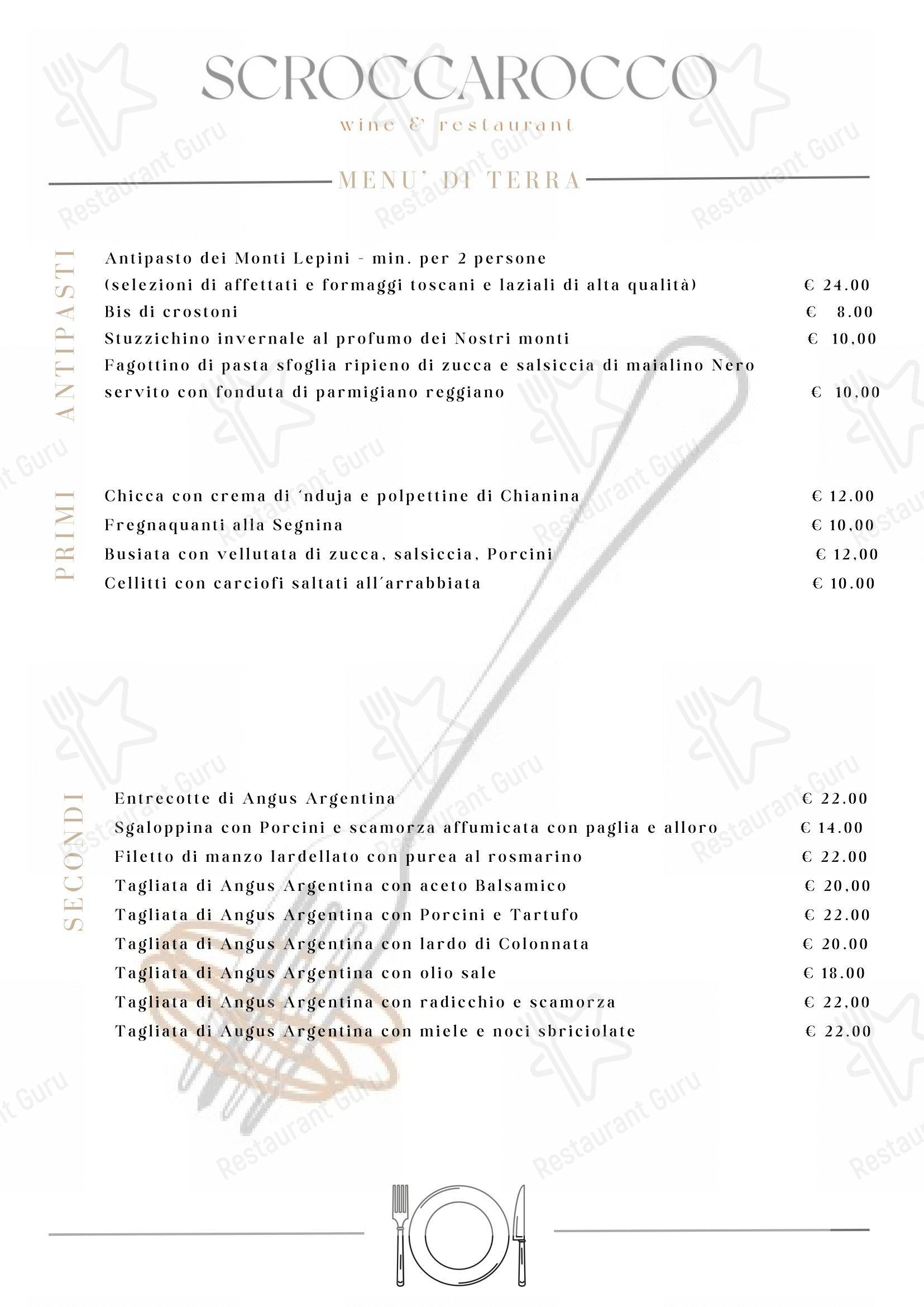 Menu per Ristorante Scroccarocco ristorante