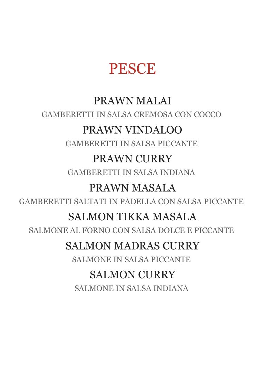 Menu di Ristorante Shiva Chiasso 