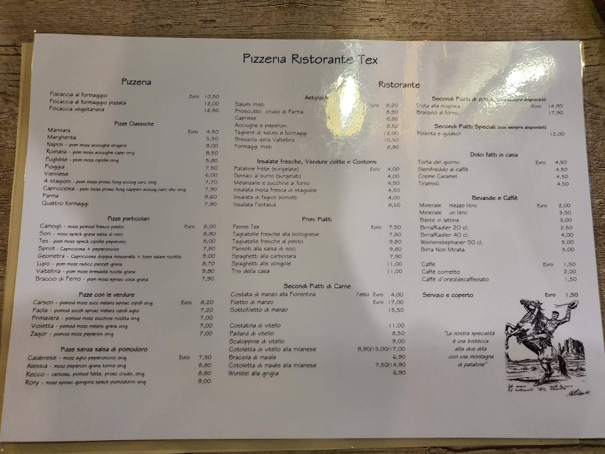 Menu di Ristorante TEX pizzeria 