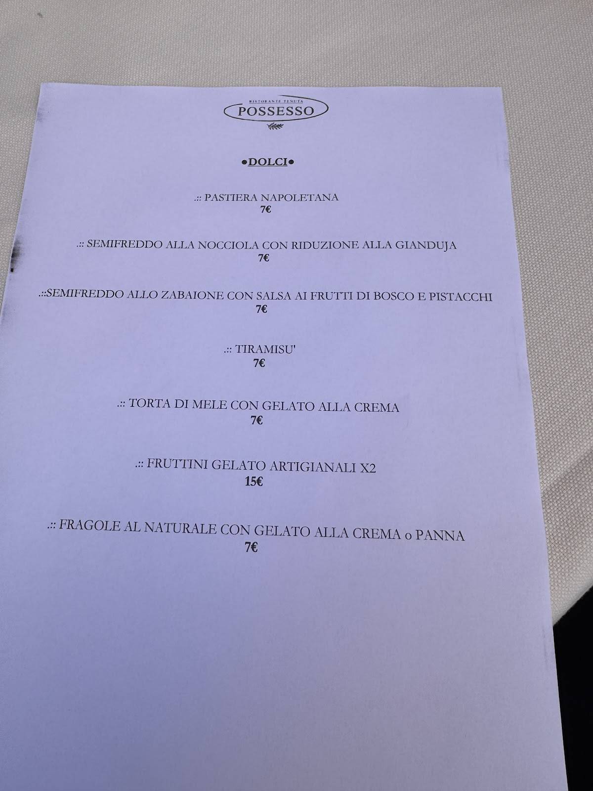 Menu di Ristorante Tenuta Possesso 
