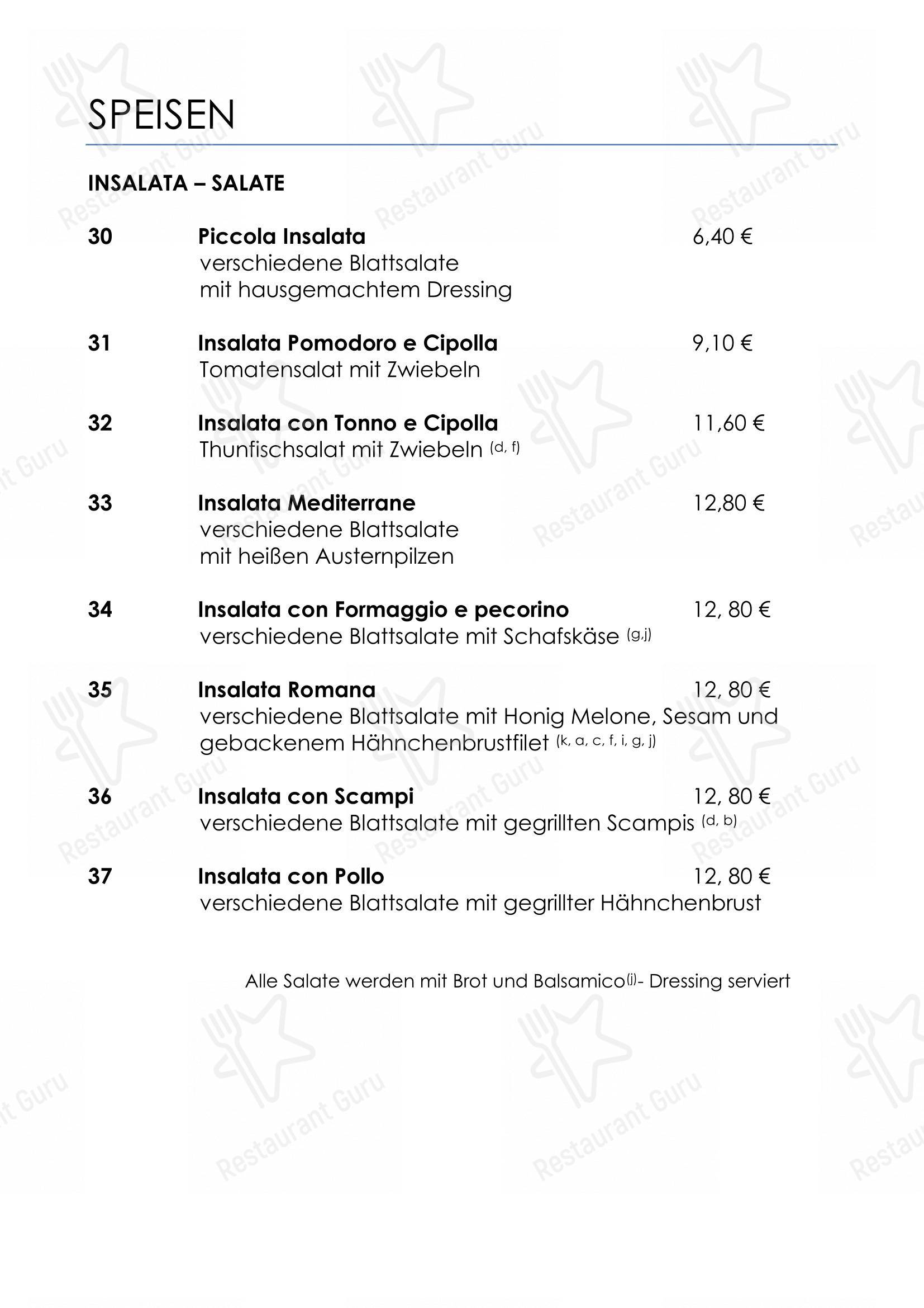 Menu pour Ristorante Toscanini - Menu