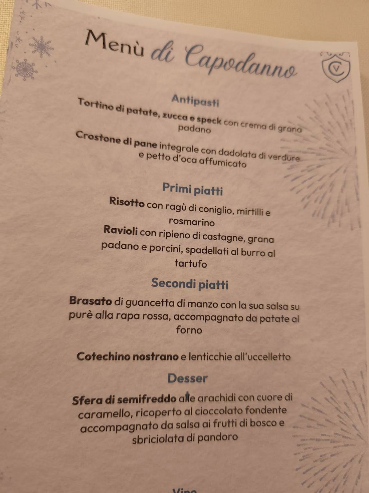 Menu de Ristorante Villa CàNova