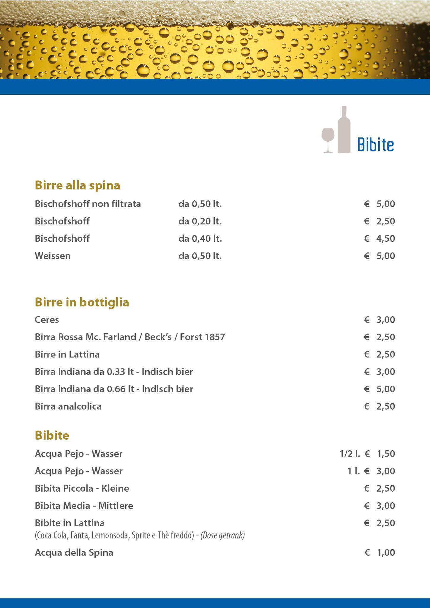 Menu di Ristorante alla Staffa 