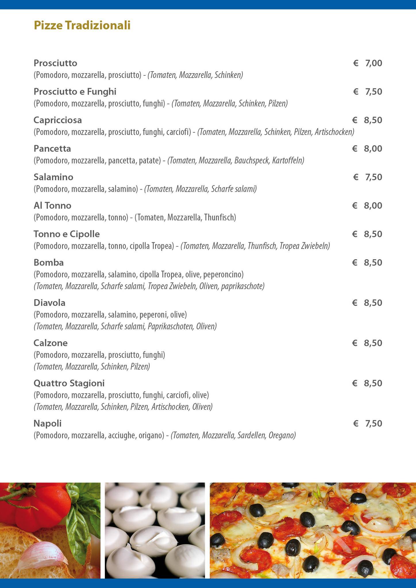 Menu di Ristorante alla Staffa 