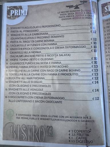 Menu di Ristorante bistro 73 