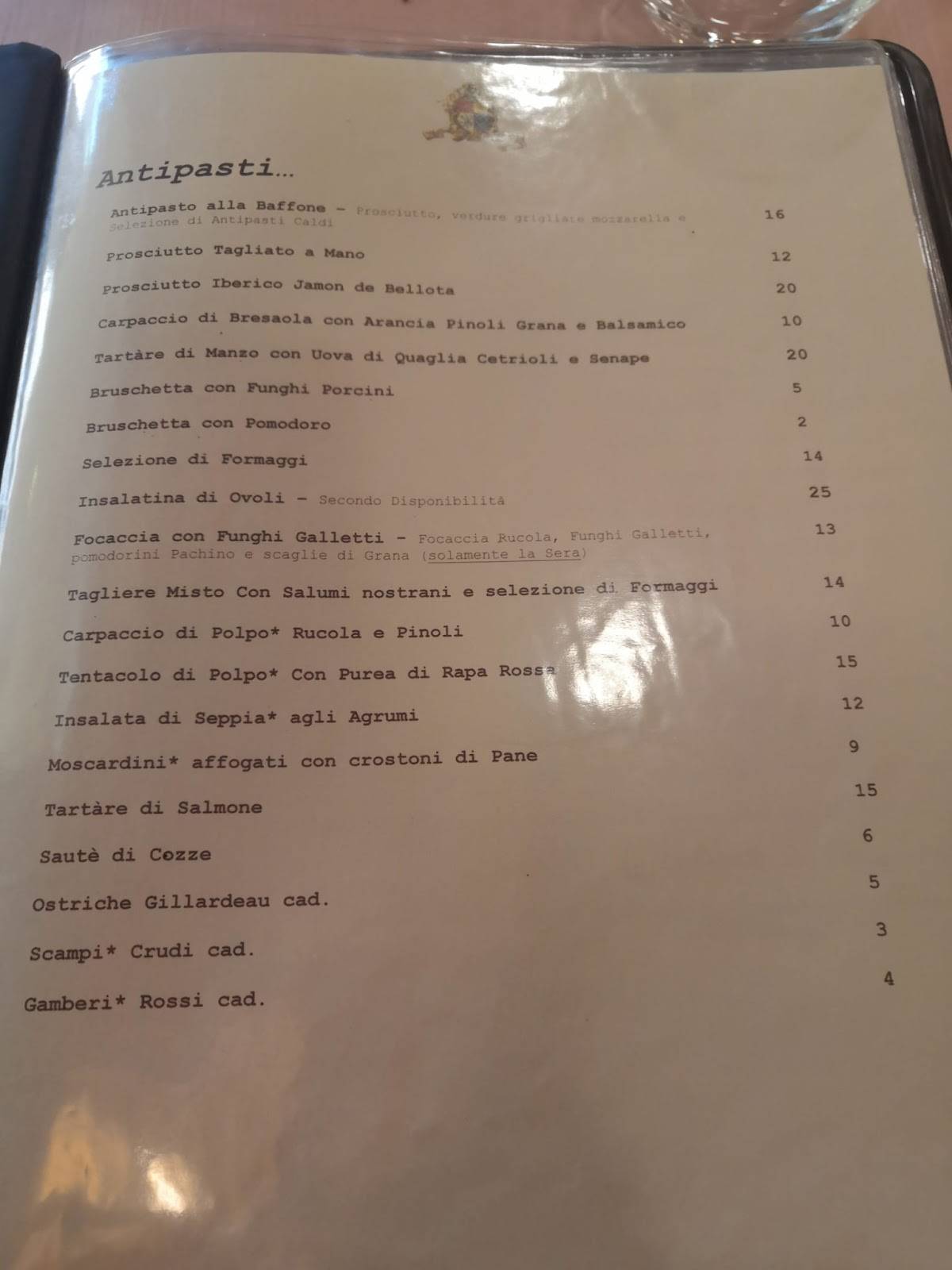 Menu di Ristorante da Baffone 