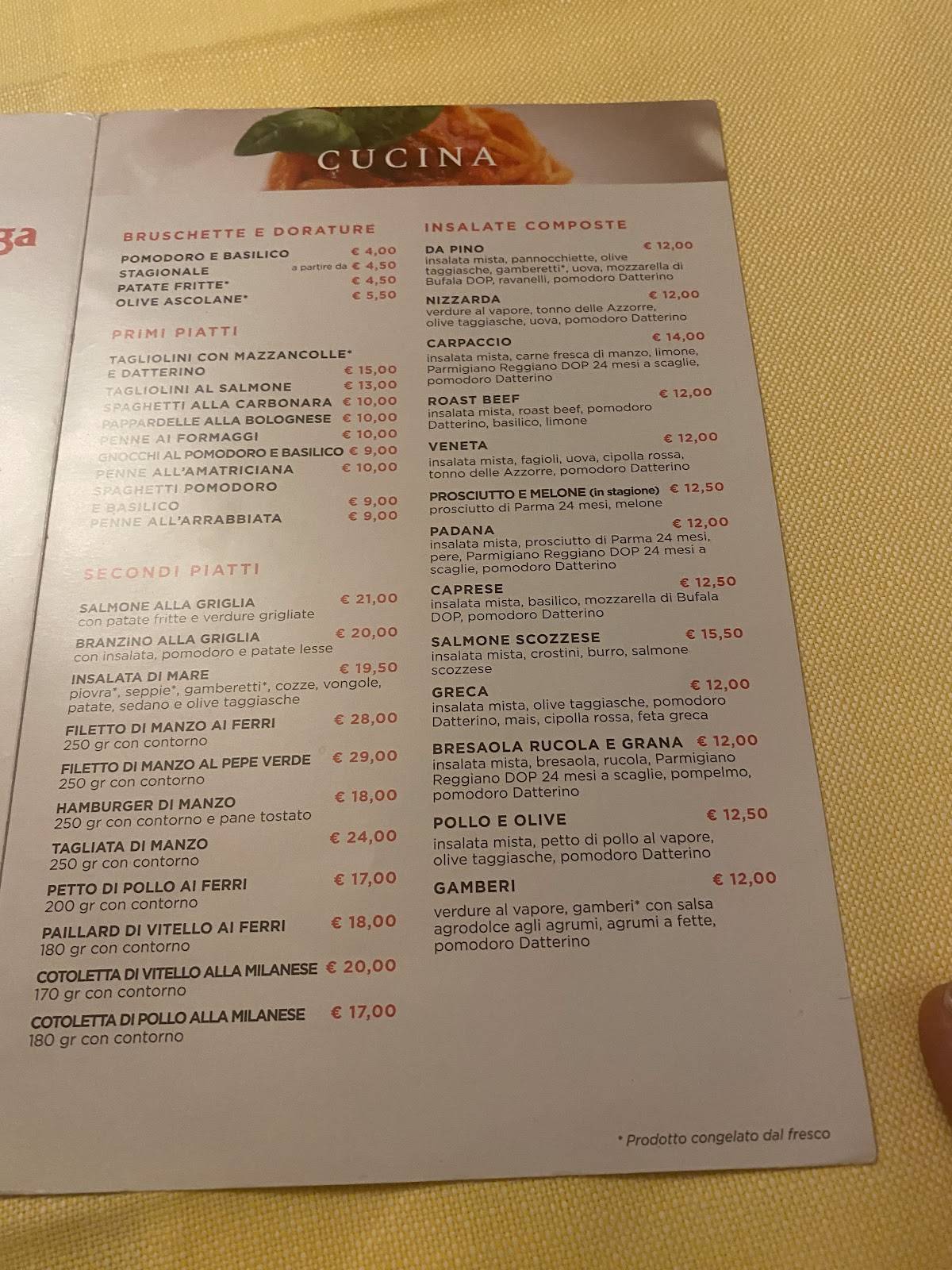 Menu di da Pino Mestre 