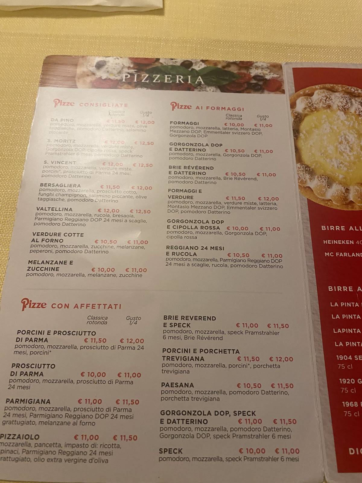 Menu di da Pino Mestre 