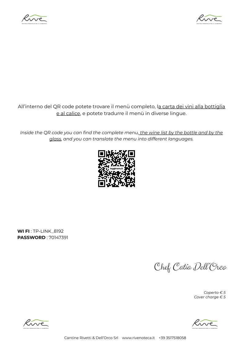 Menu di Rive Enoteca 