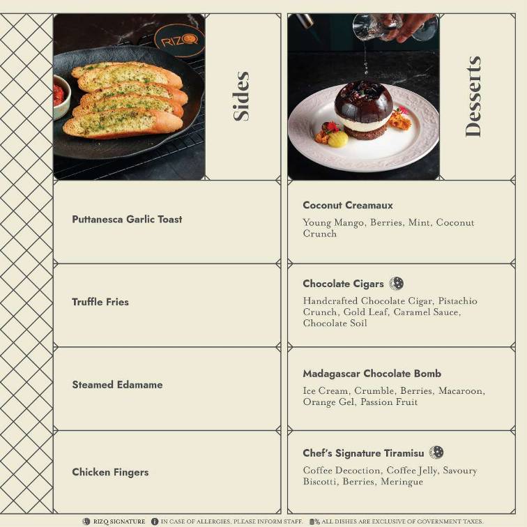 Rizq menu