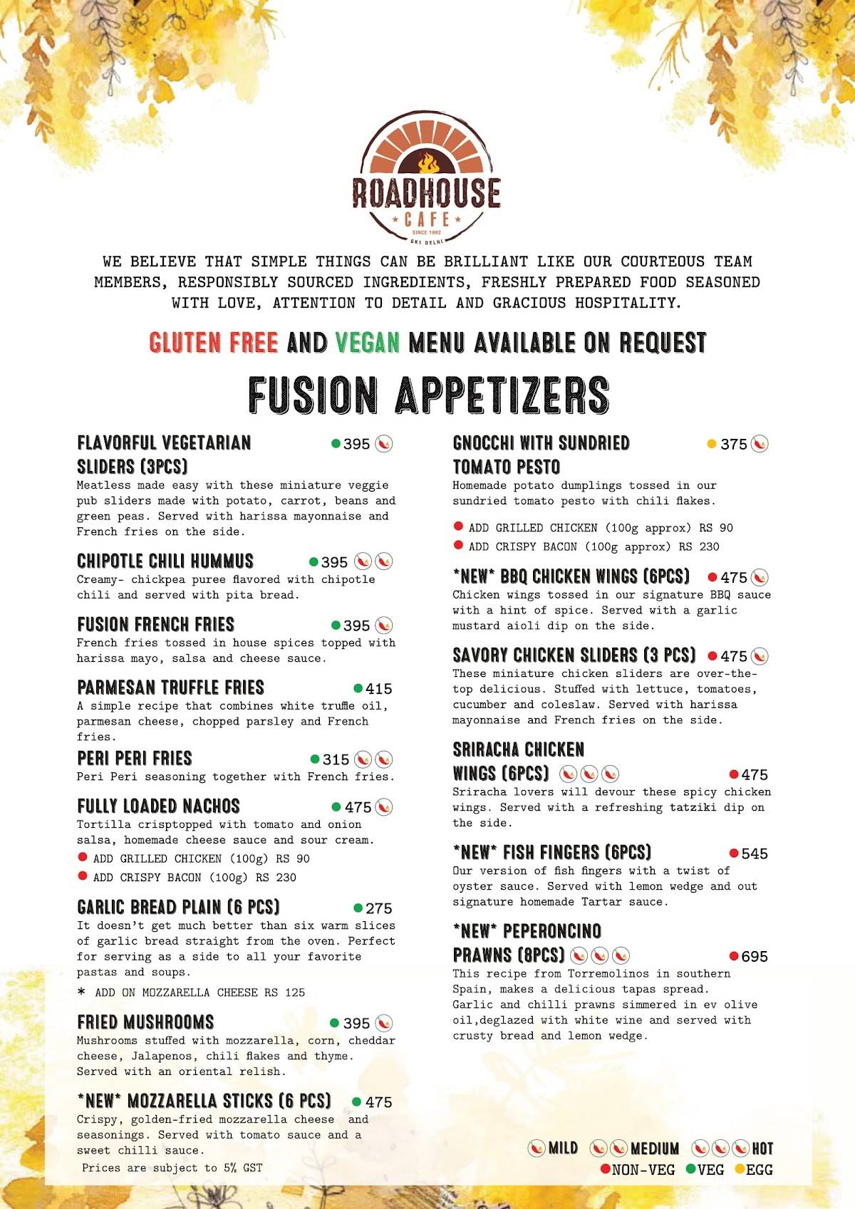 Roadhouse Cafe menu