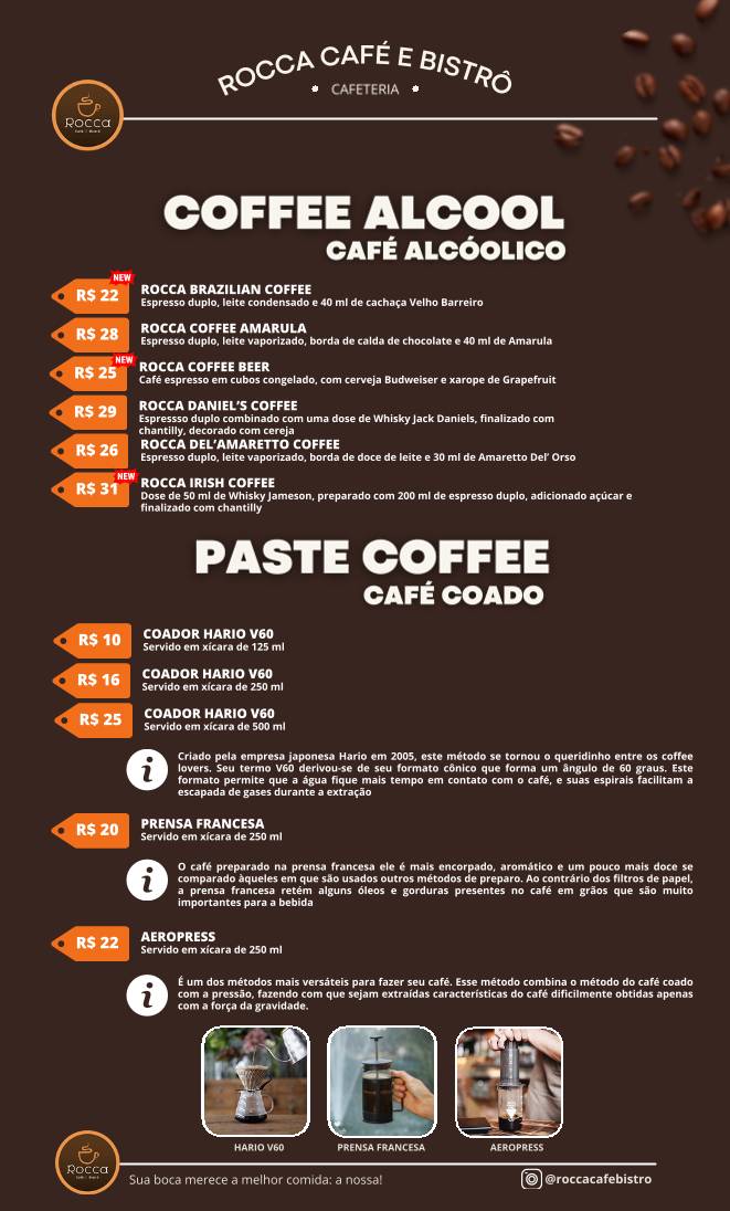 Rocca Café Bistrô cardápio