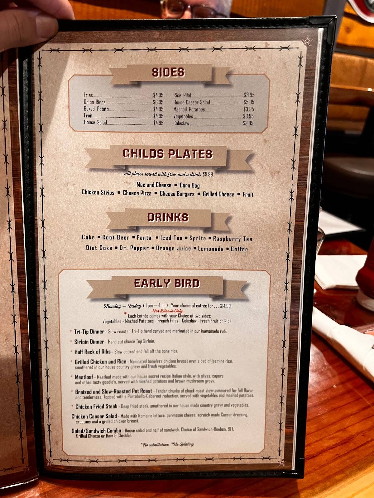 Menu at Rocking K Ranch pub & bar, Hemet