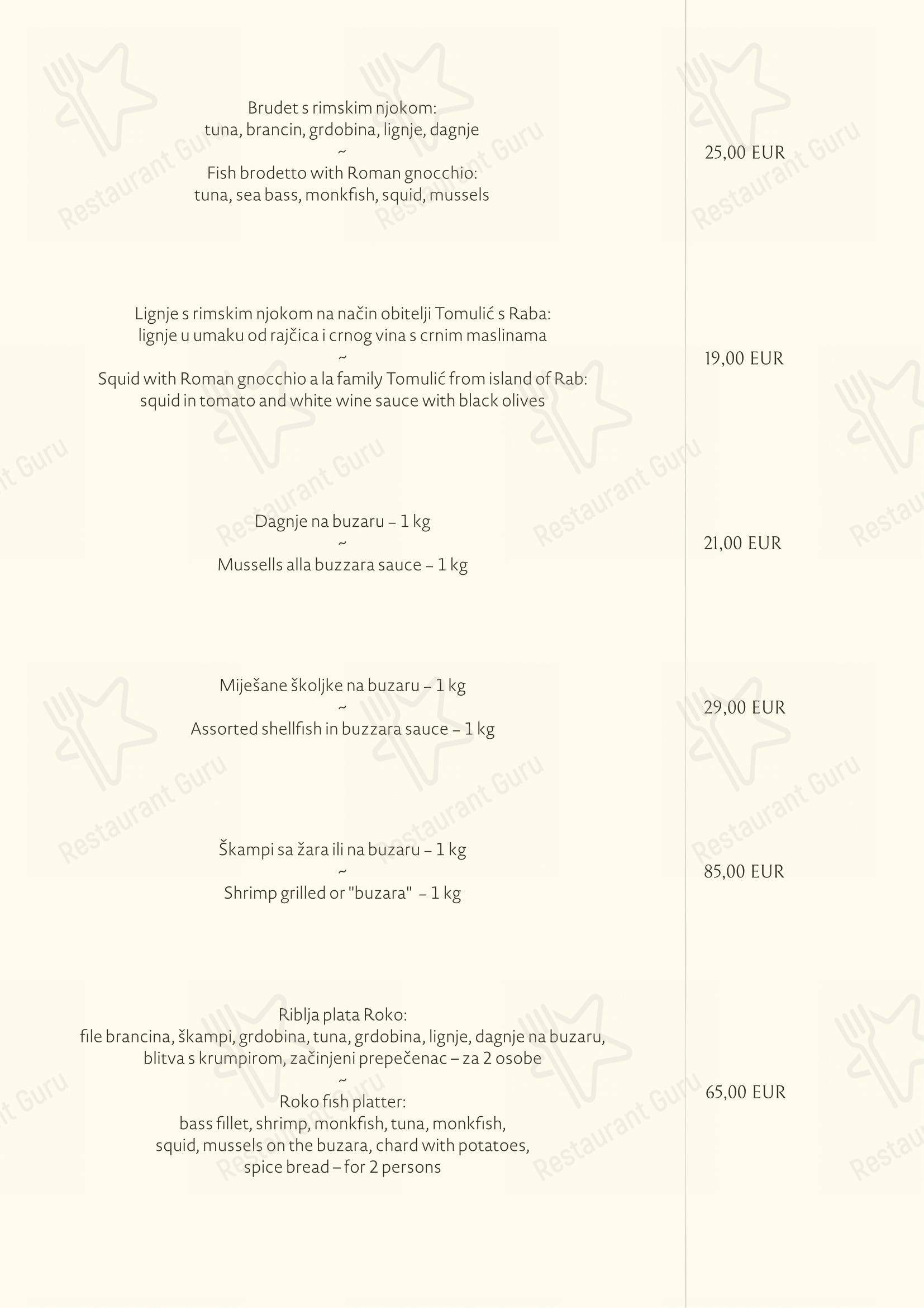 Menu per Roko in Abbazia